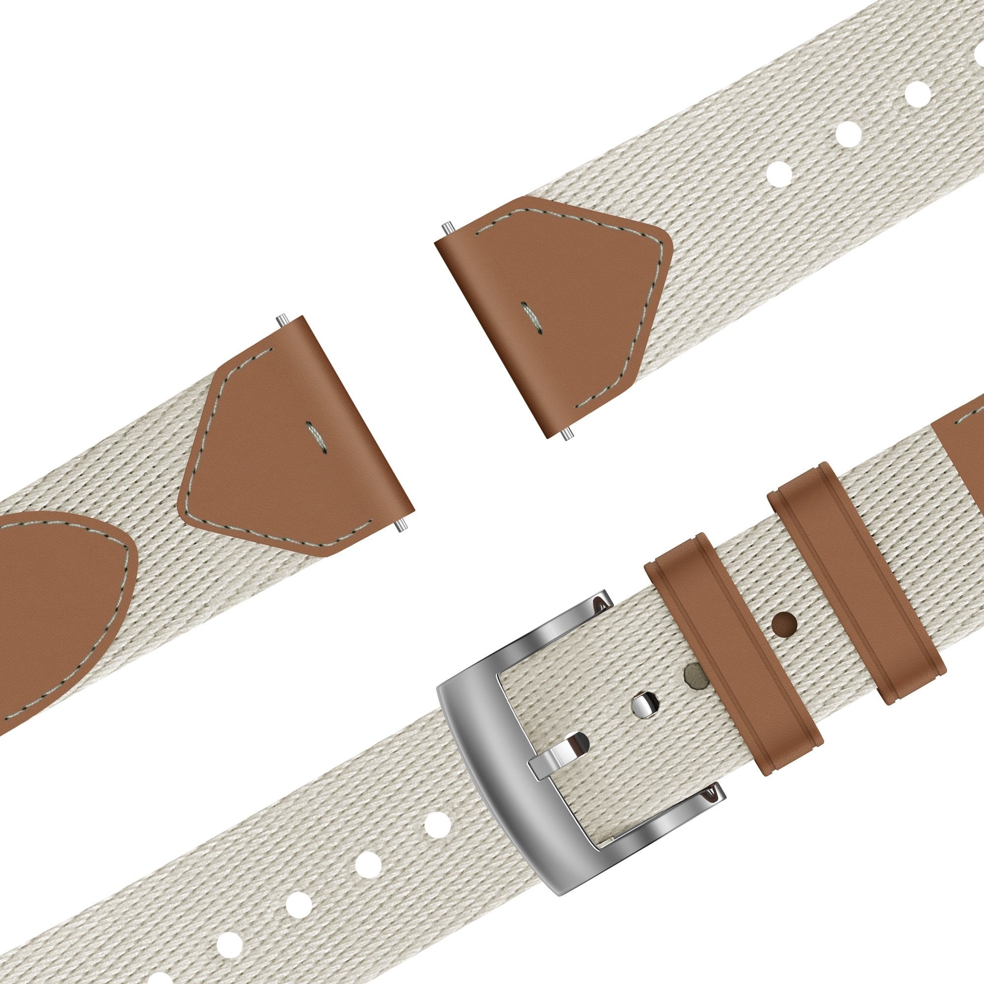 Bandz Withings Steel HR - 36mm Leather Hybrid Strap 'Easy Fit' (Beige/Brown)