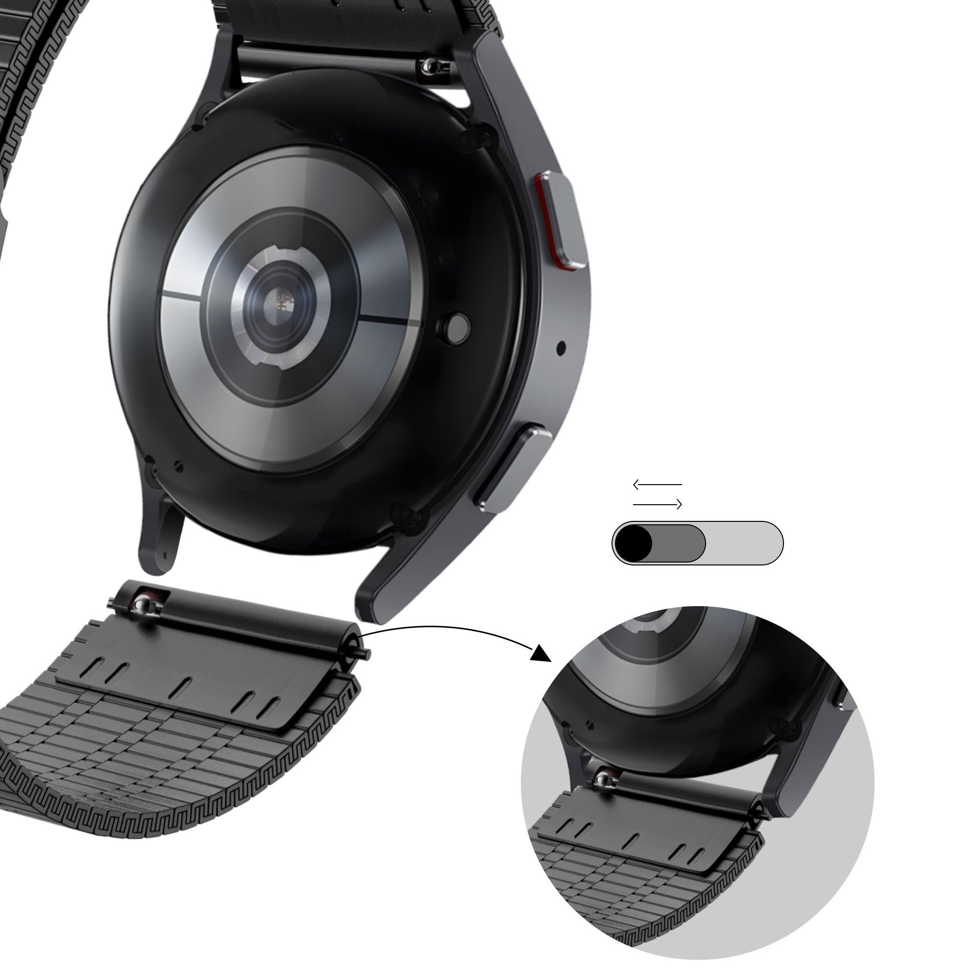 Bandz Bracelet acier réglable Coros Apex 46mm (noir)