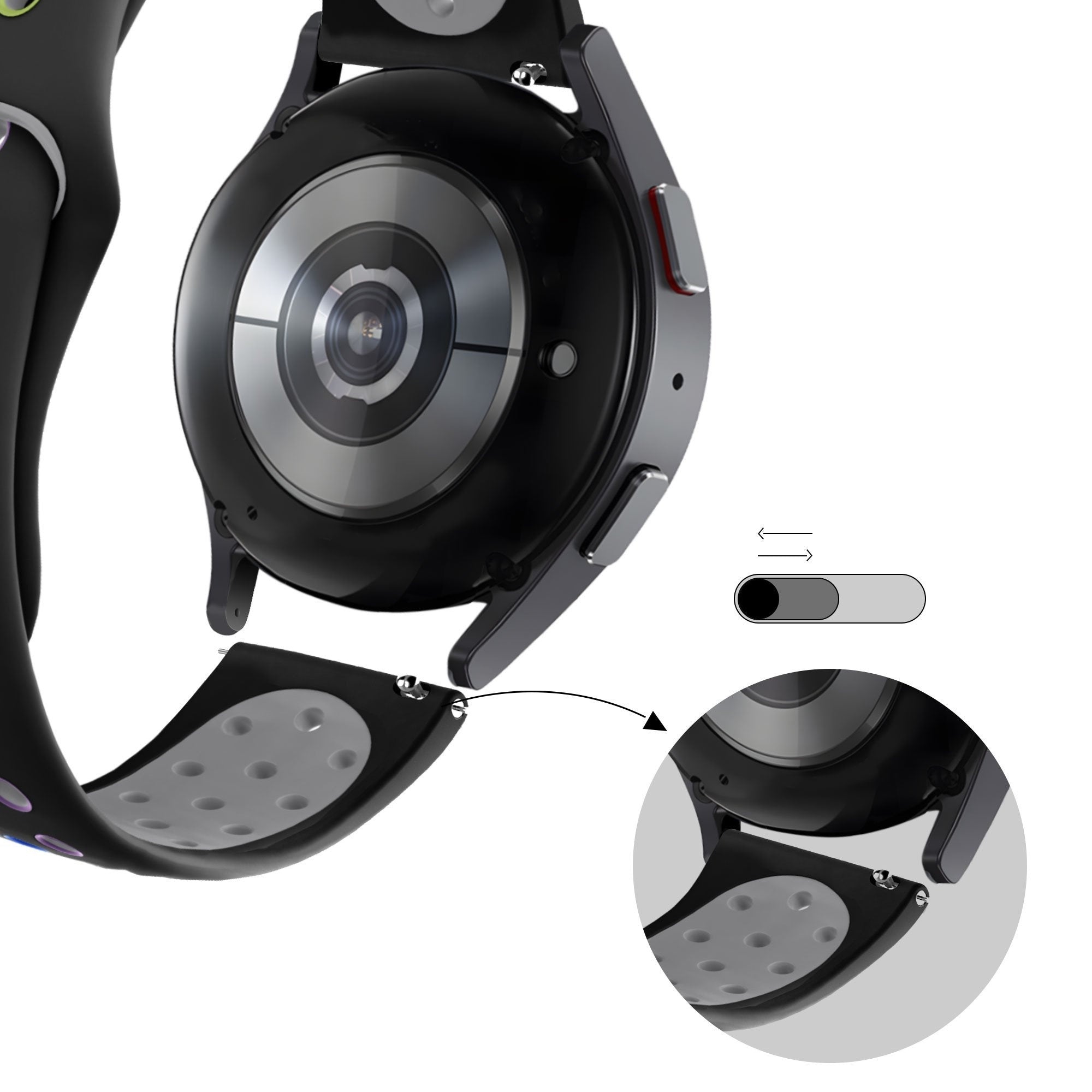 Bandz Bracelet sport 'Deluxe' Coros Apex 42mm (noir/arc-en-ciel)