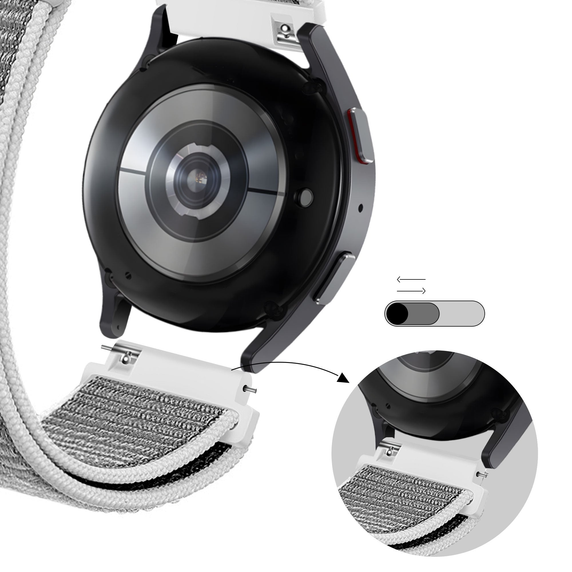 Bandz Garmin Vivomove Luxe Nylon Loop Strap (Grey)