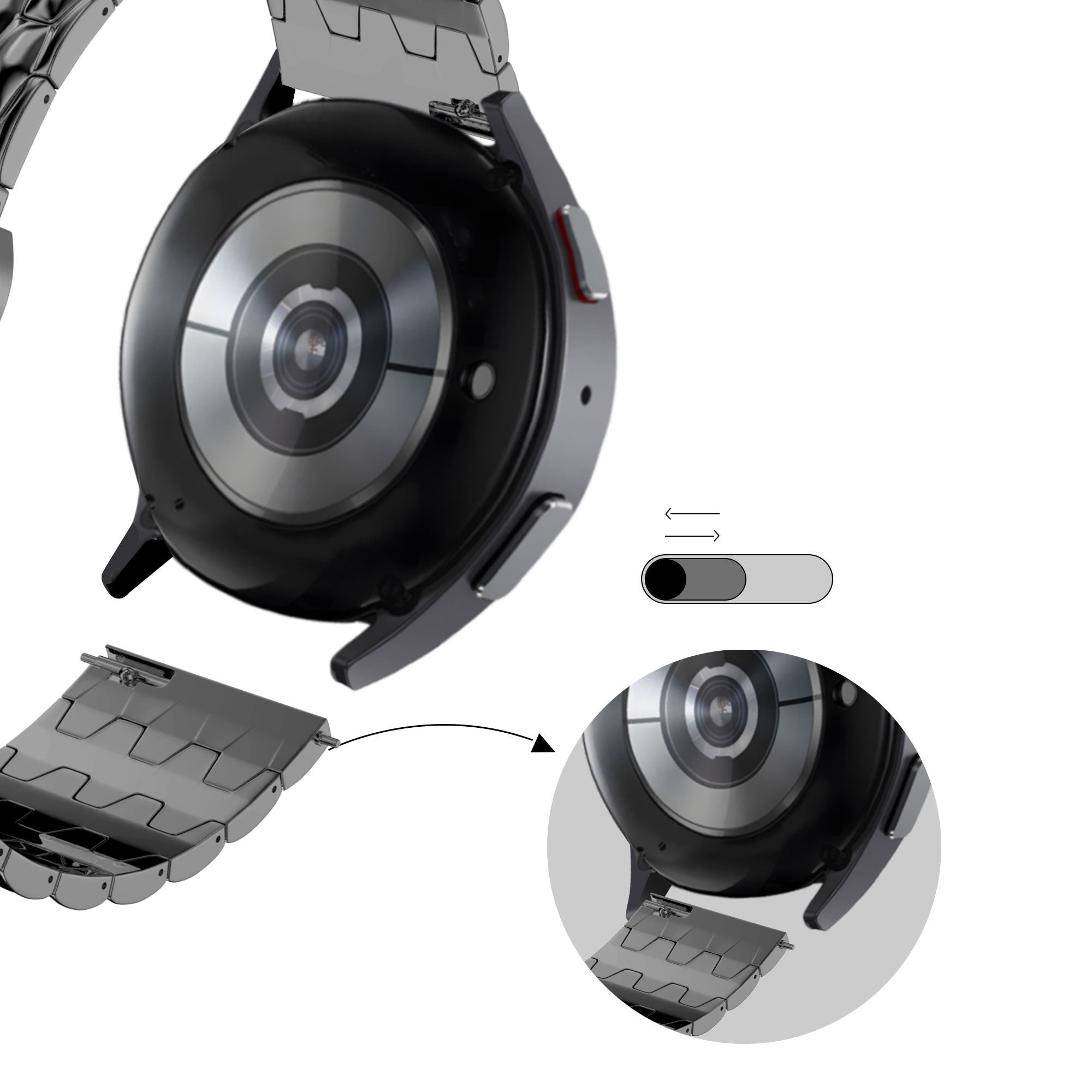 Bandz Bracelet acier 'Dragon' Suunto 9 Peak Pro (noir)