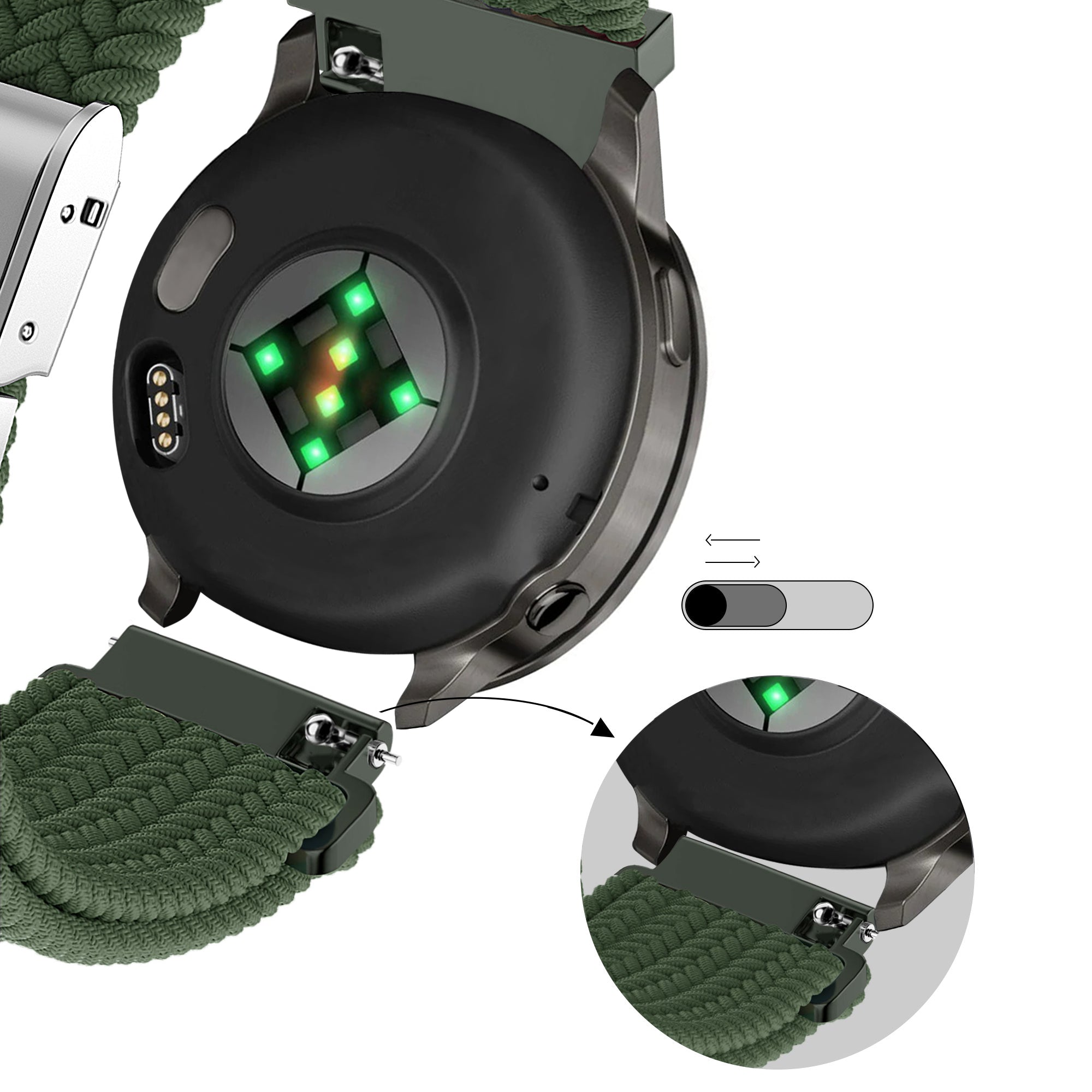 Bandz Bracelet tissé nylon Garmin D2 Air X15 (vert olive)