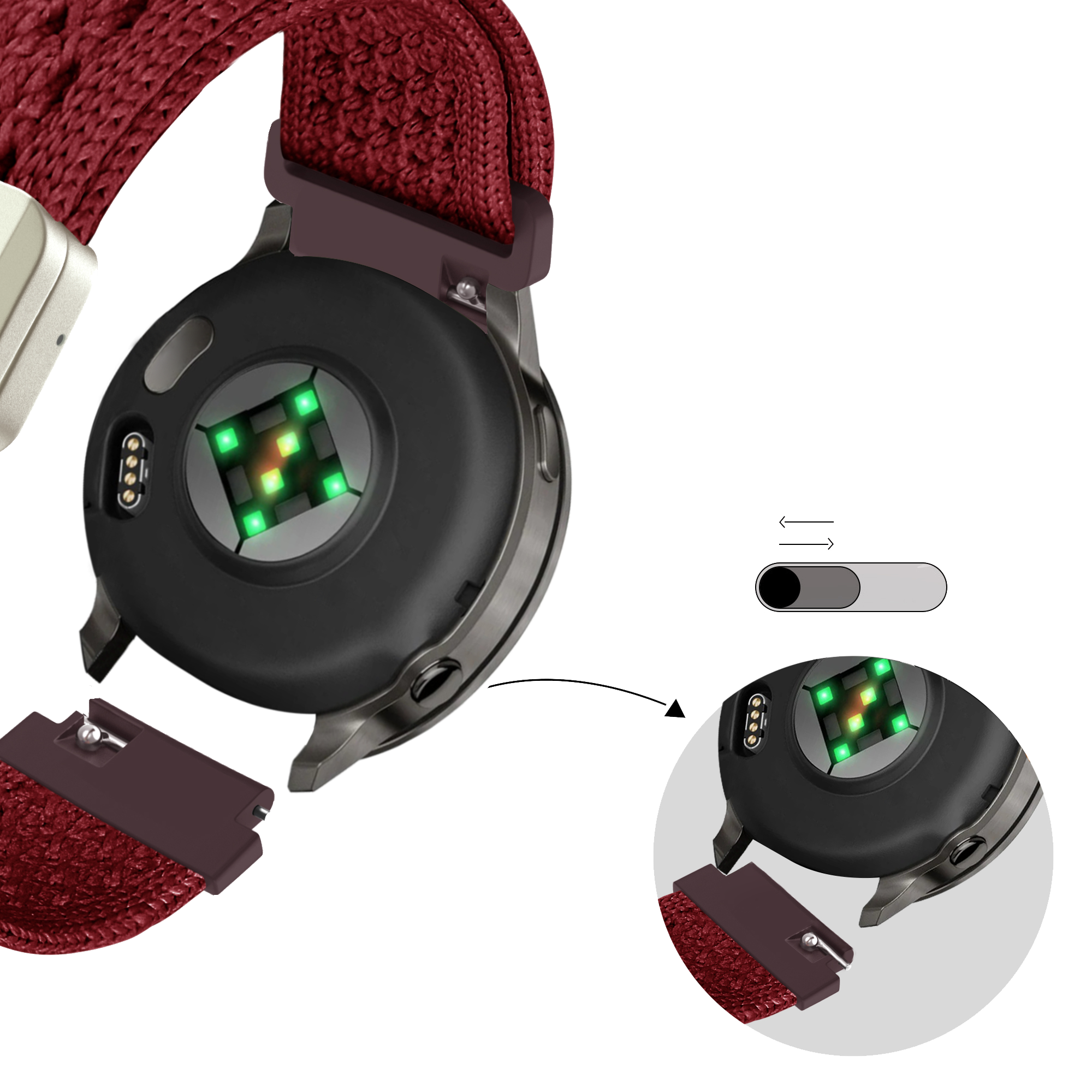 Bandz Bracelet nylon vintage Garmin Approach J1 (rouge)