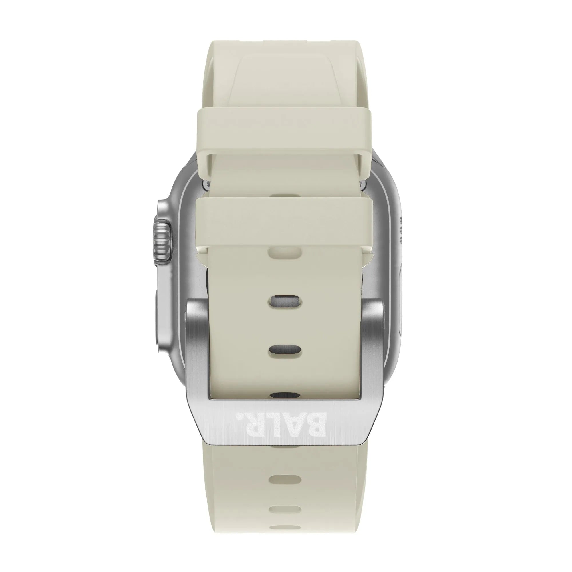BALR. Bracelet en silicone ultra liquide pour Apple Watch (beige/argent)
