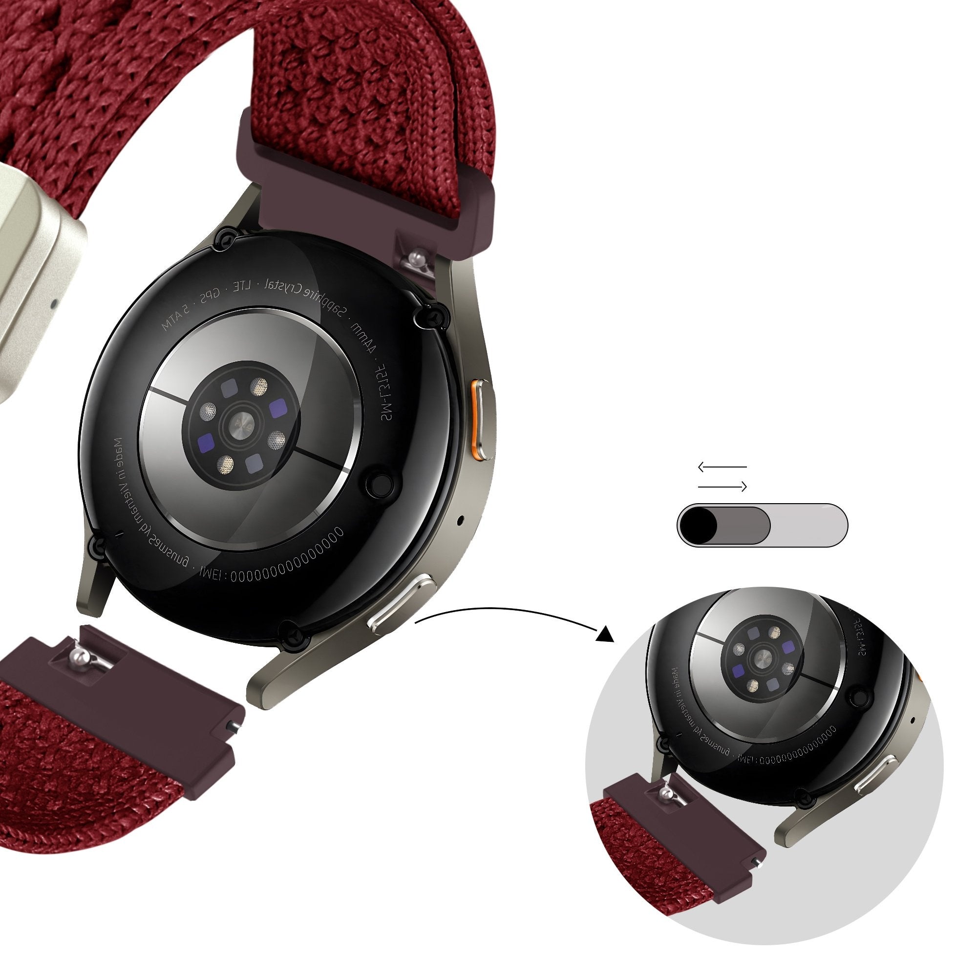 Bandz Bracelet nylon Vintage Samsung Galaxy Watch 6 - 40mm (bordeaux)