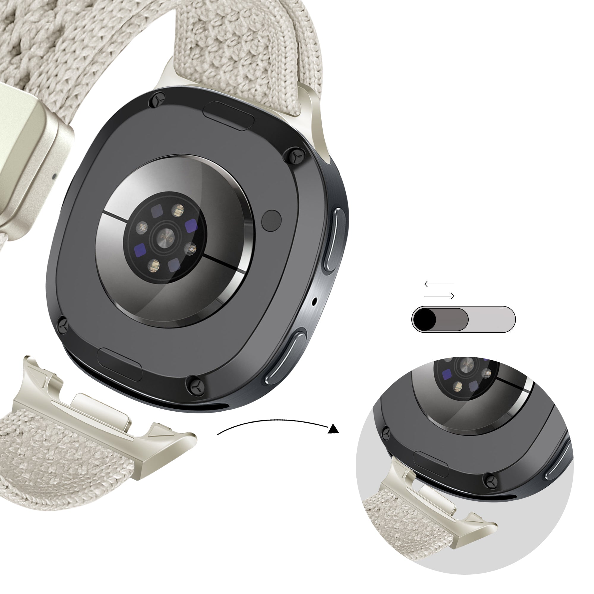 Bandz Samsung Galaxy Watch 8 - 40mm Vintage Nylon Strap (Starlight)