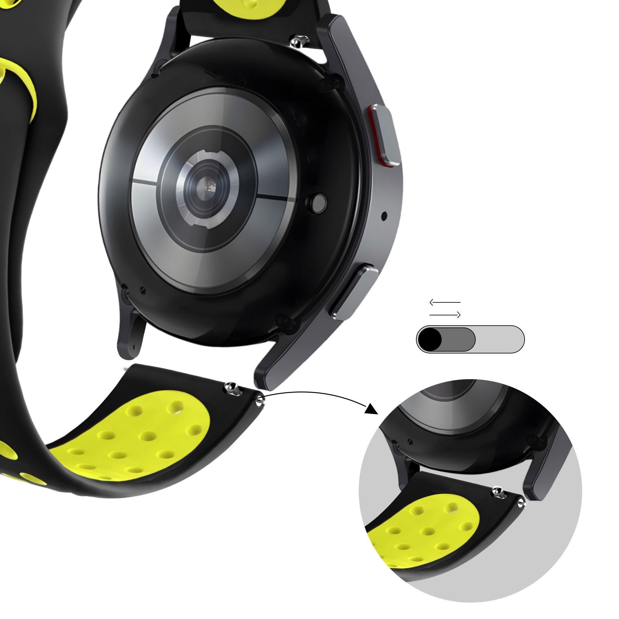 Bandz Bracelet sport 'Deluxe' Huawei Watch GT 6 Pro - 46mm (noir/jaune)