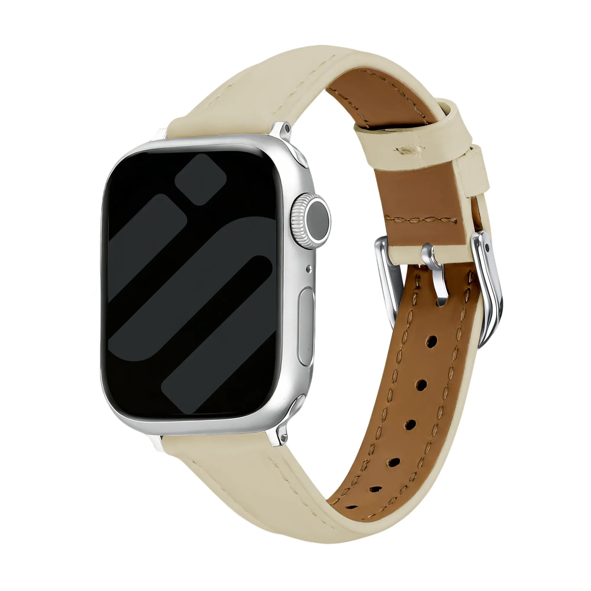 Bracelet cuir 'Slimfit' Apple Watch (beige)