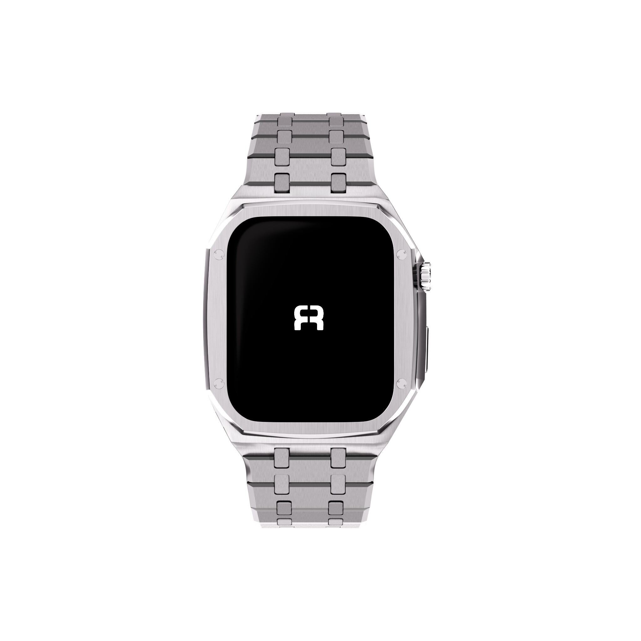 Reqior Boîtier avec bracelet en acier Apple Watch 45mm (argent)