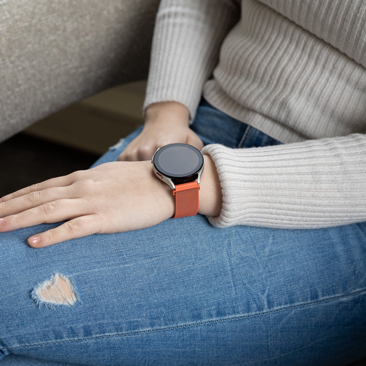 Samsung Galaxy Watch 4 44mm Milanese Strap (Orange)