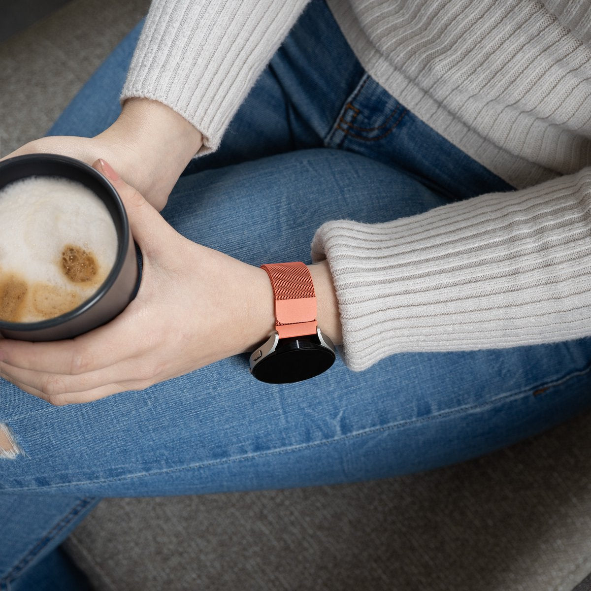 Samsung Galaxy Watch 4 44mm Milanese Strap (Orange)