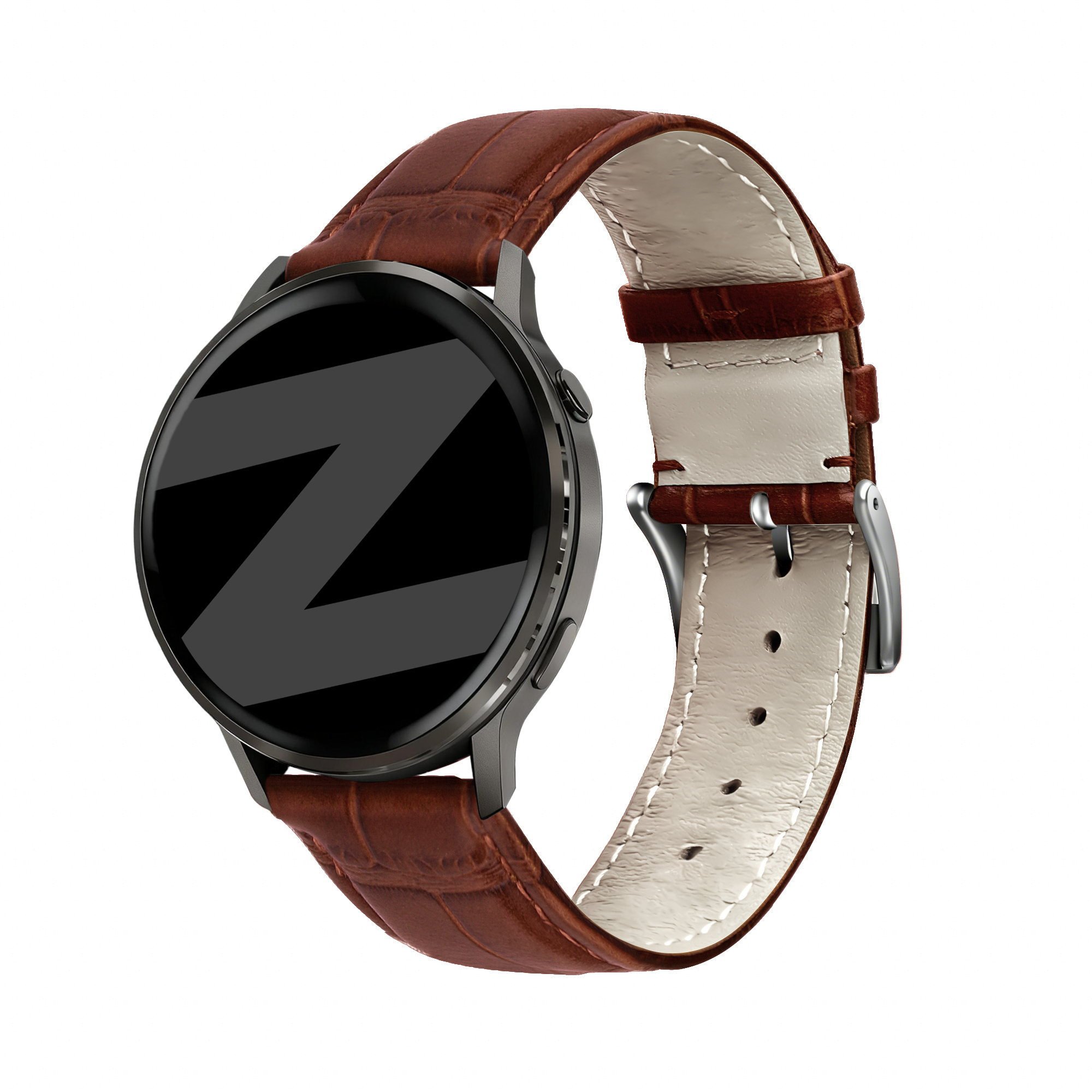 Bandz Bracelet cuir effet crocodile Garmin Vivoactive 6 (marron)