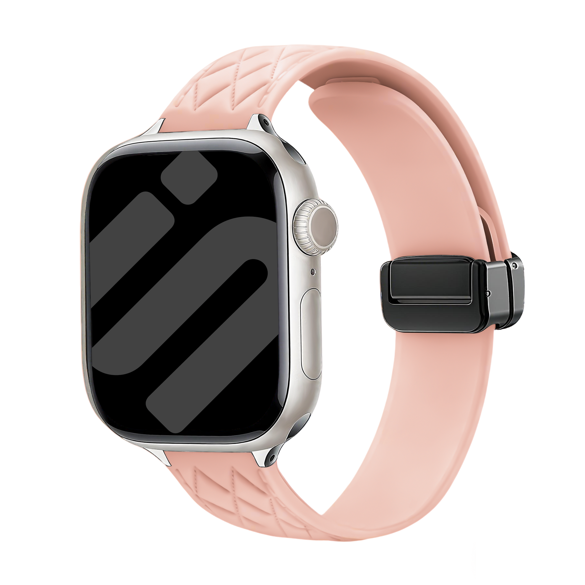 Bracelet silicone 'Diamond' avec boucle Apple Watch (rose)