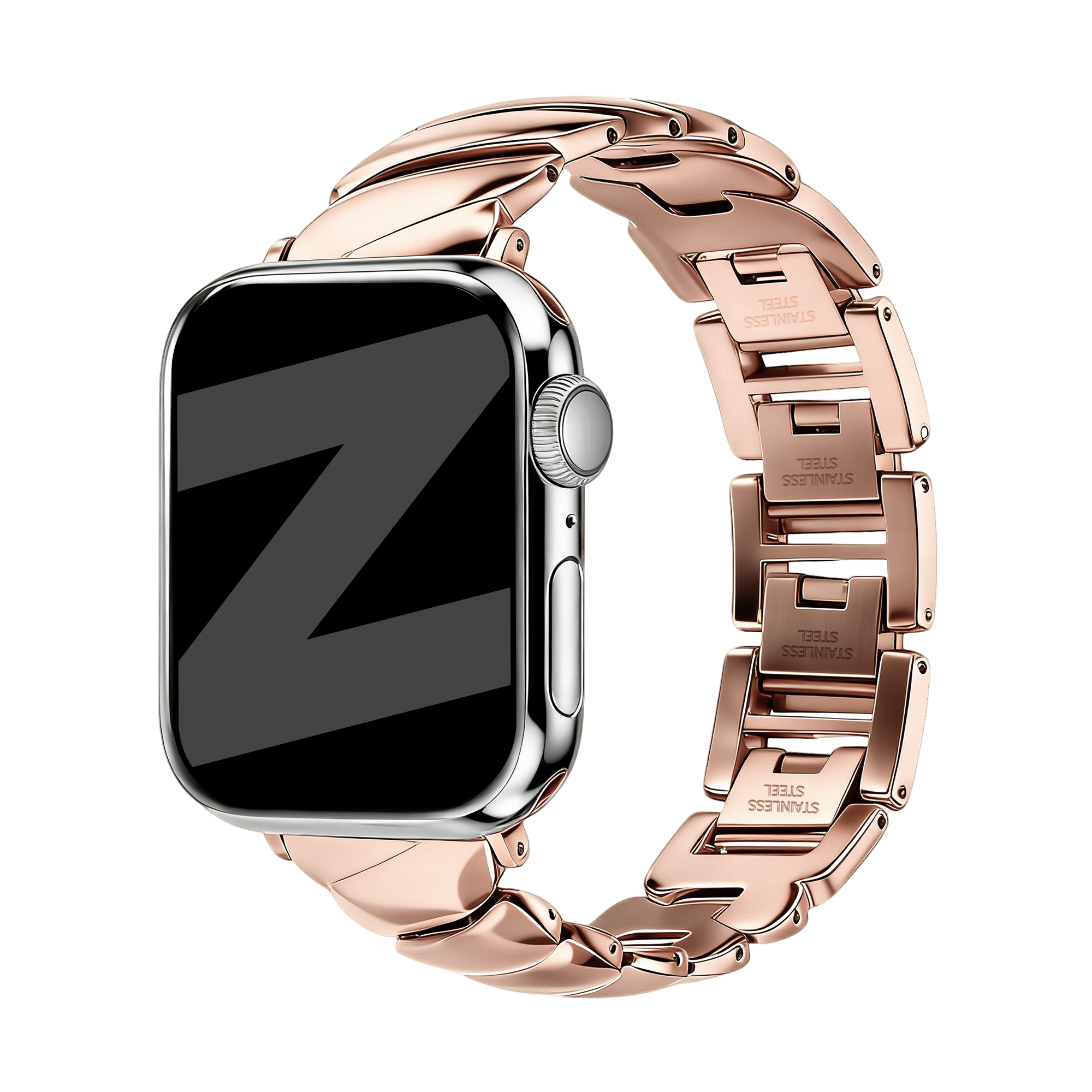 Bandz Bracelet acier premium 'Twisted' Apple Watch (rose or)