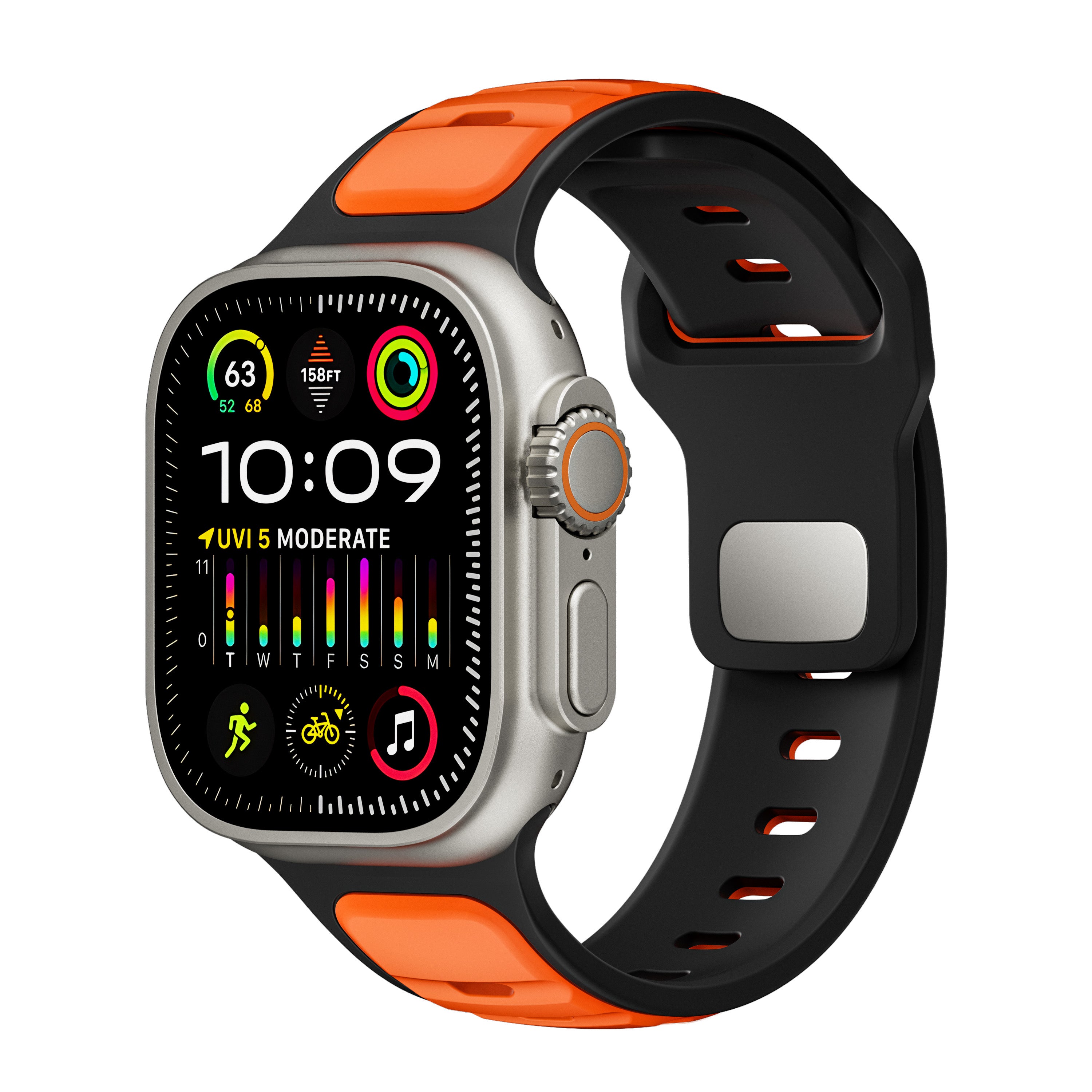 Bracelet silicone outdoor pour Apple Watch (orange/noir)