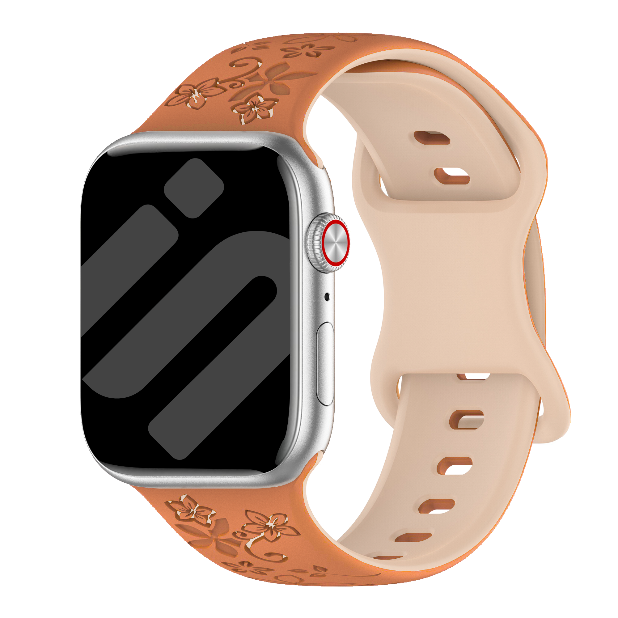 Apple Watch Flower Silicone Strap (Beige/Brown)