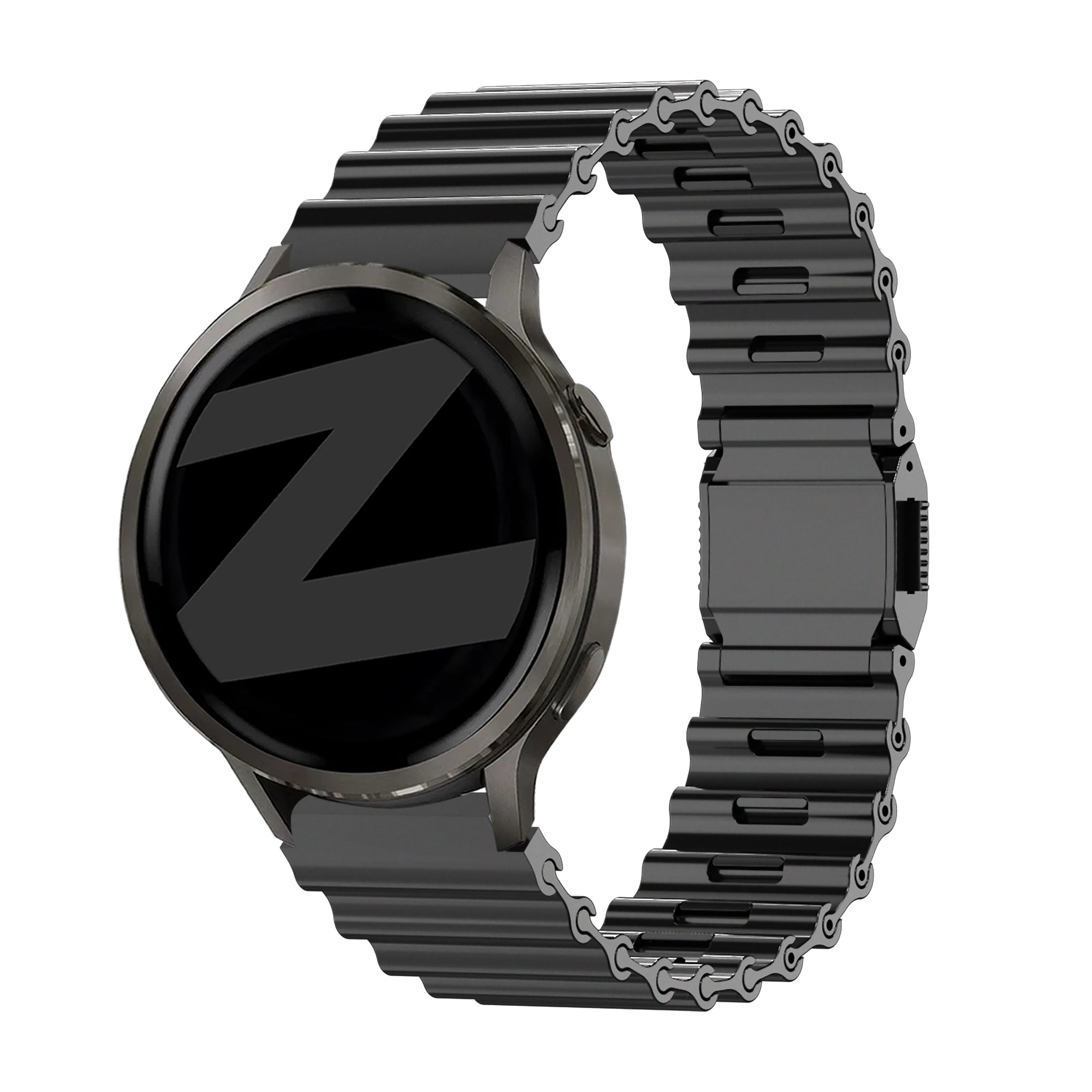 Bandz Bracelet acier premium 'Ocean' Garmin Vivoactive 4 (noir)