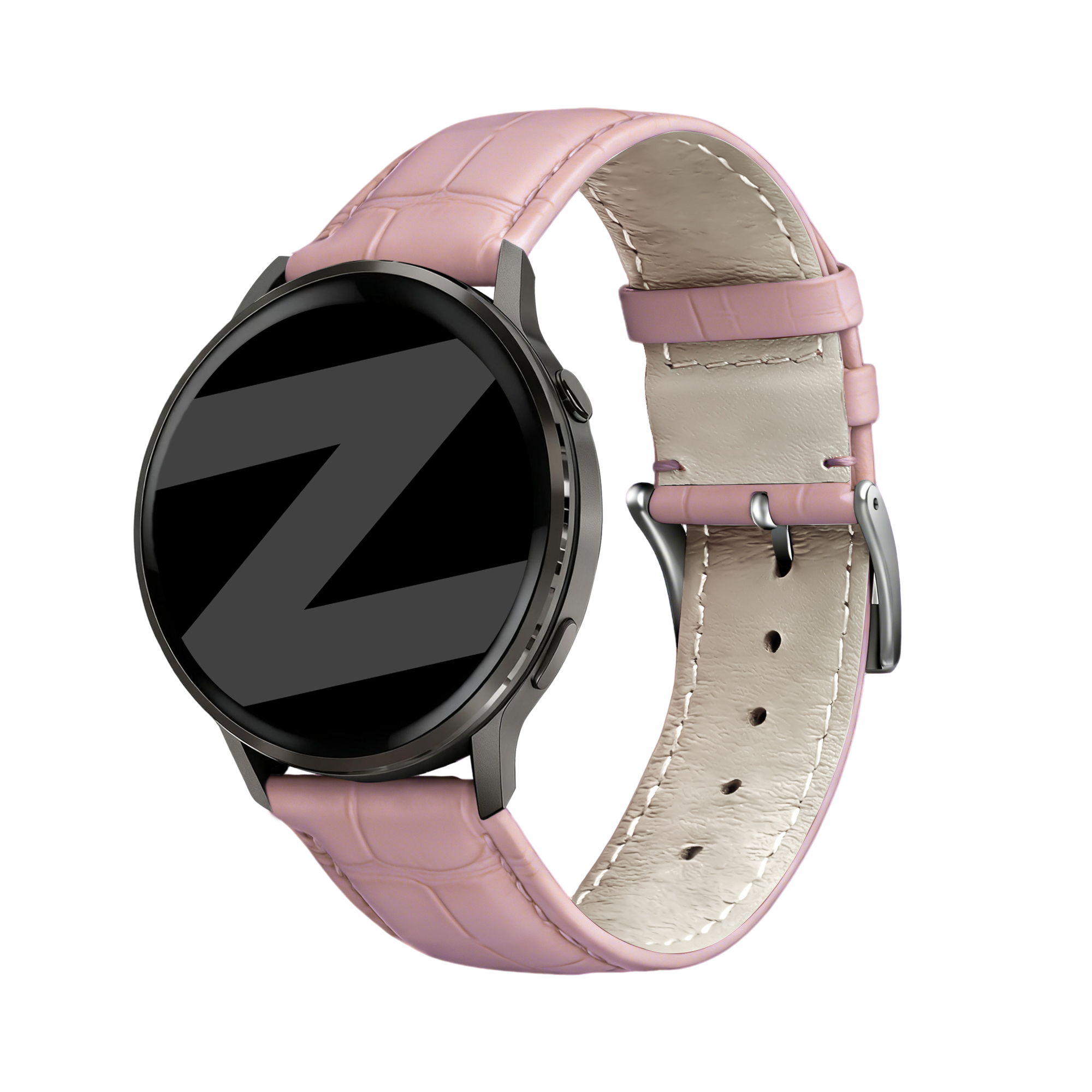 Bandz Bracelet cuir effet crocodile Garmin Venu SQ (rose)