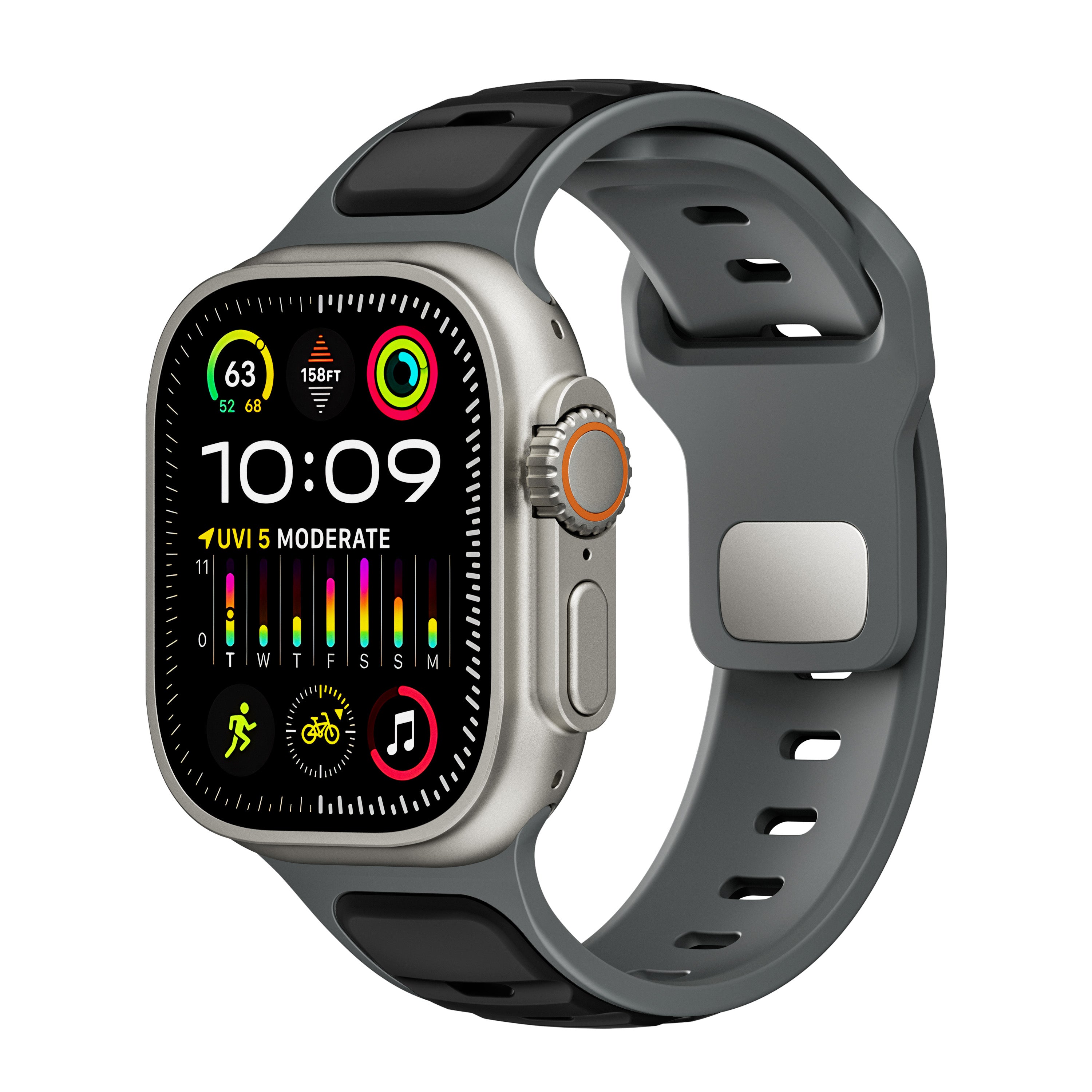 Apple Watch Premium Outdoor Silicone Strap (Black/Gray)
