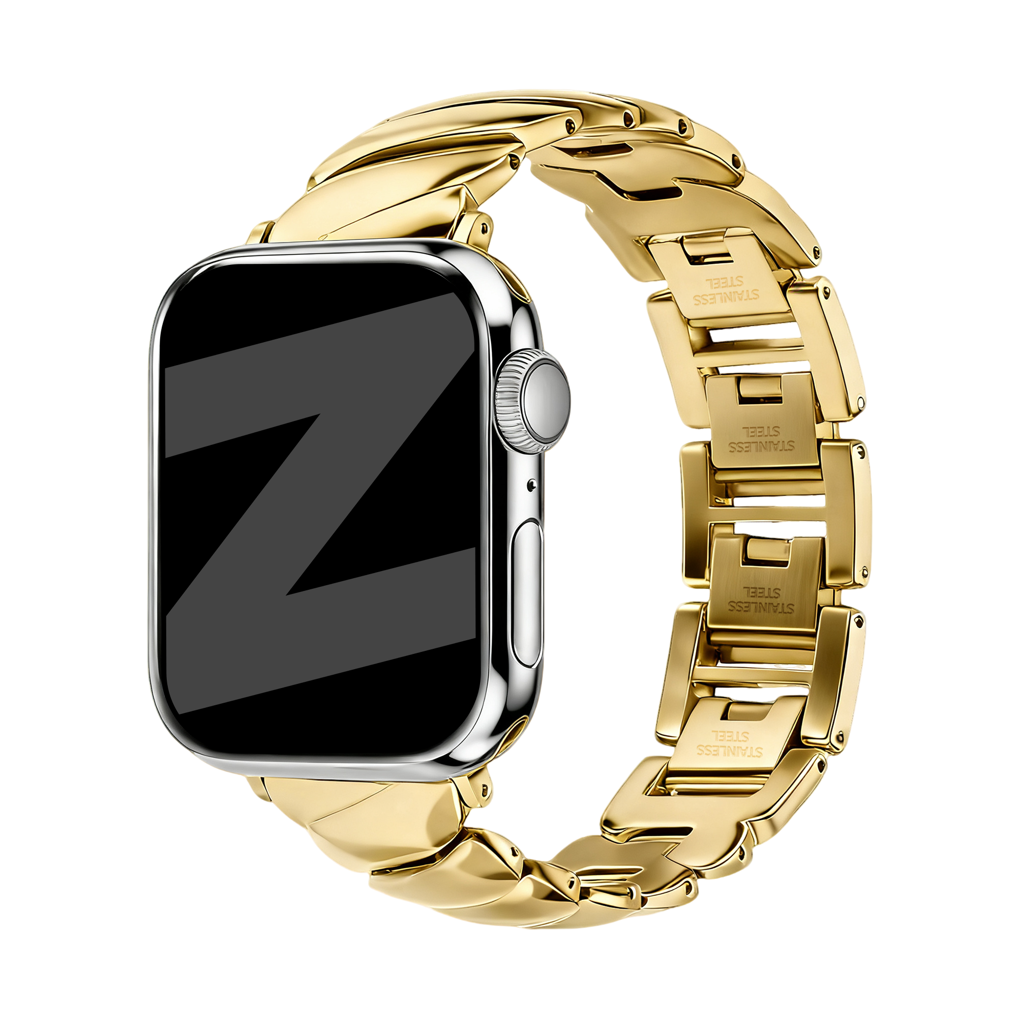 Bandz Bracelet acier premium 'Twisted' Apple Watch (or)