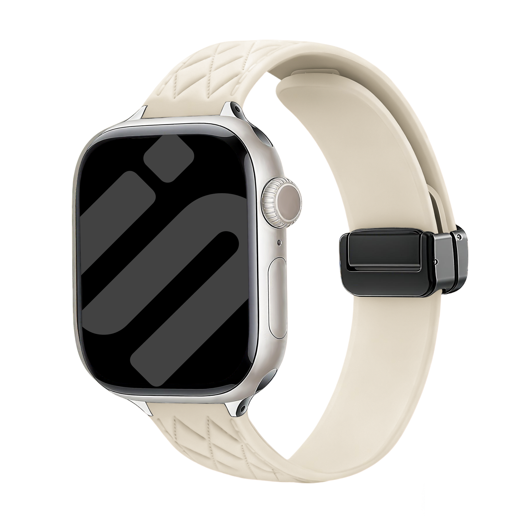 Bracelet silicone 'Diamond' avec boucle Apple Watch (beige)