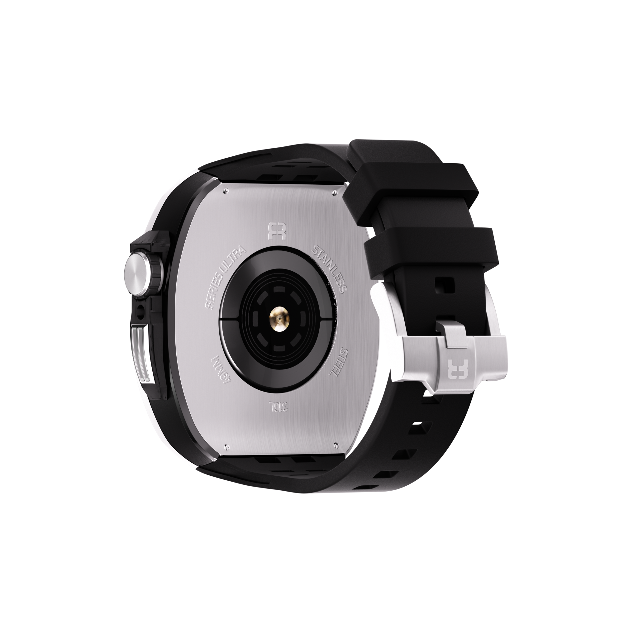 Reqior Apple Watch 45mm Polymer and Metal Case with Rubber Strap (Silver)