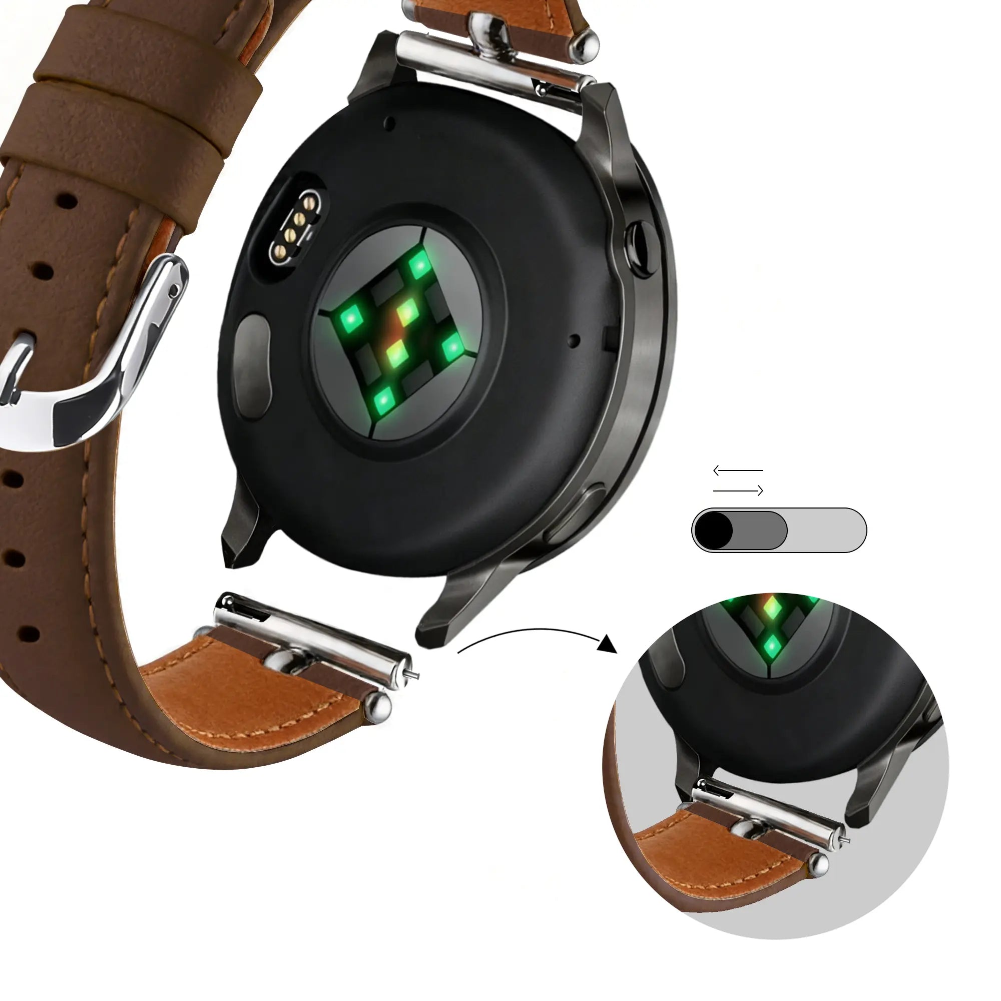 Bandz Actyve Smartwatch 20mm Leather Strap 'Bullet' (Brown)