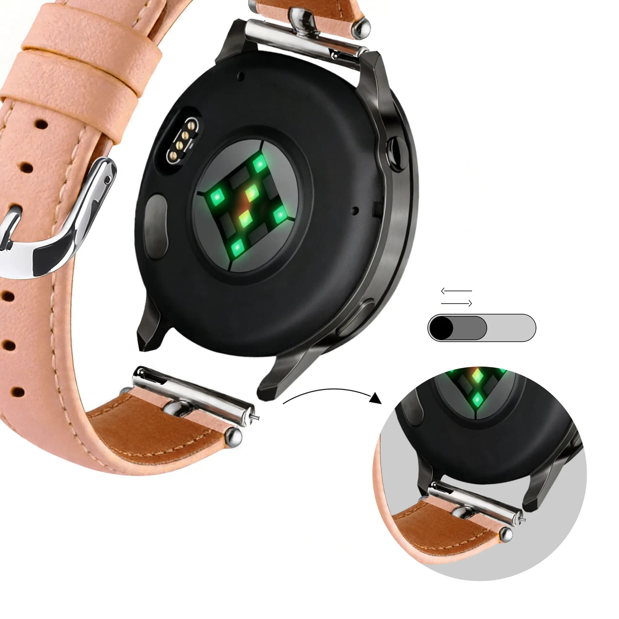 Bandz Bracelet cuir 'Bullet' Garmin Vivomove Trend (rose)