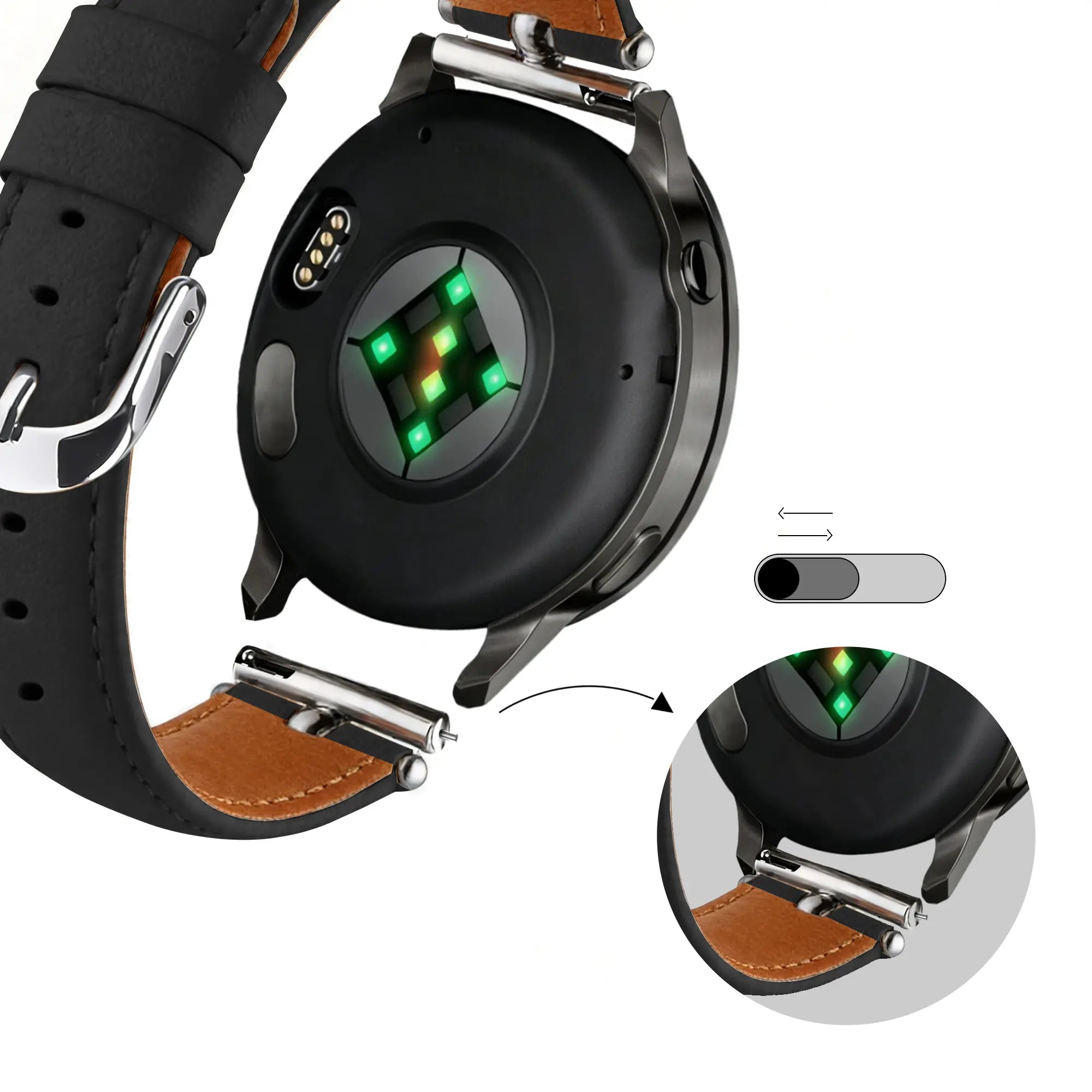 Bandz Bracelet cuir 'Bullet' Withings Steel HR - 40mm (noir)