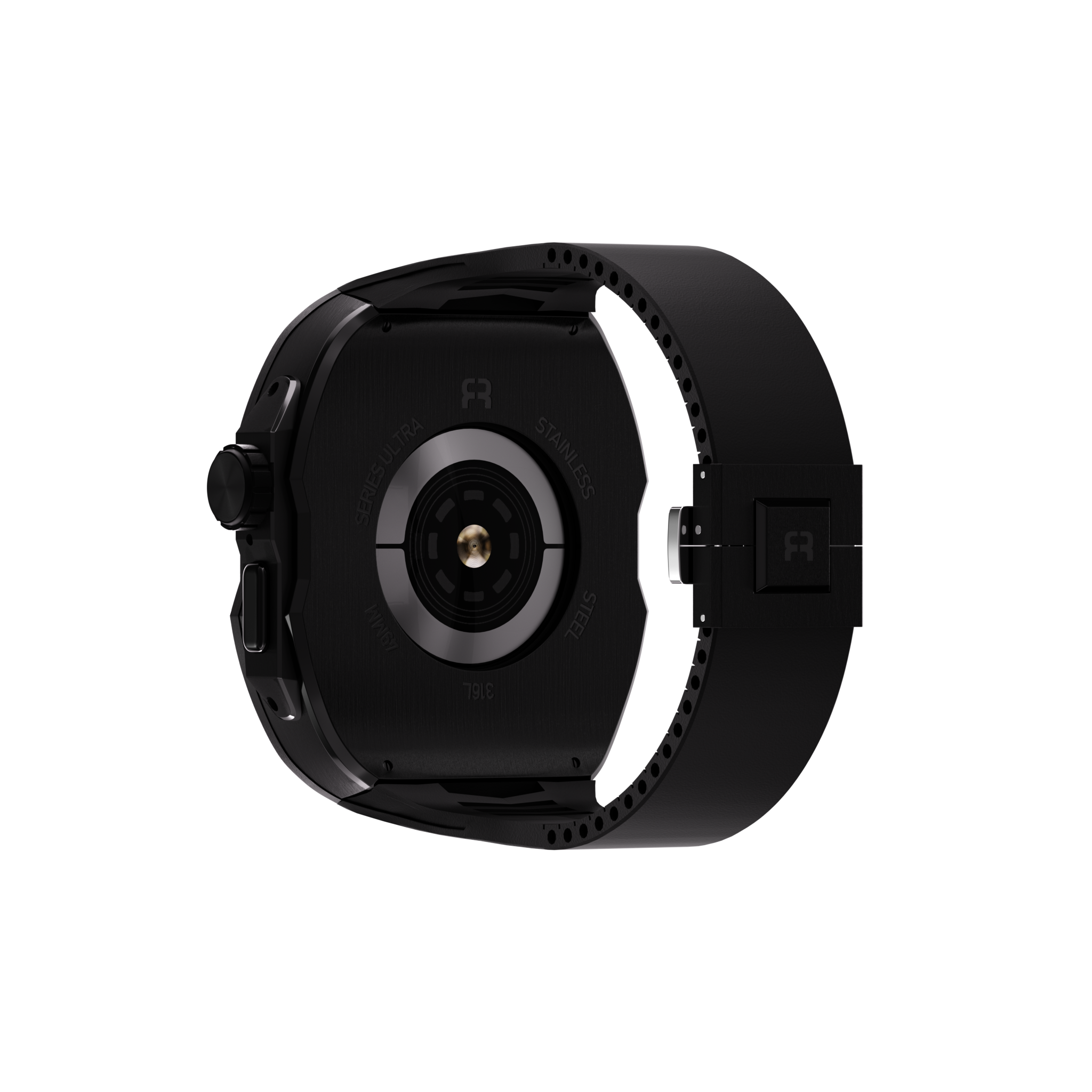 Reqior Apple Watch Ultra Case with Rubber Strap (Black)