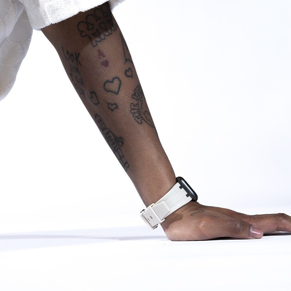 BALR. Apple Watch Ultra Liquid Silicone Strap (Beige/Black)