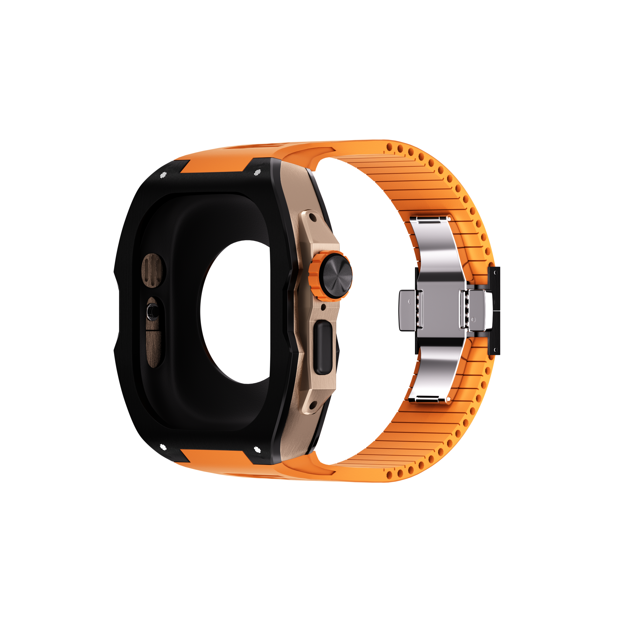 Reqior Boîtier avec bracelet en caoutchouc Apple Watch Ultra (noir/orange)