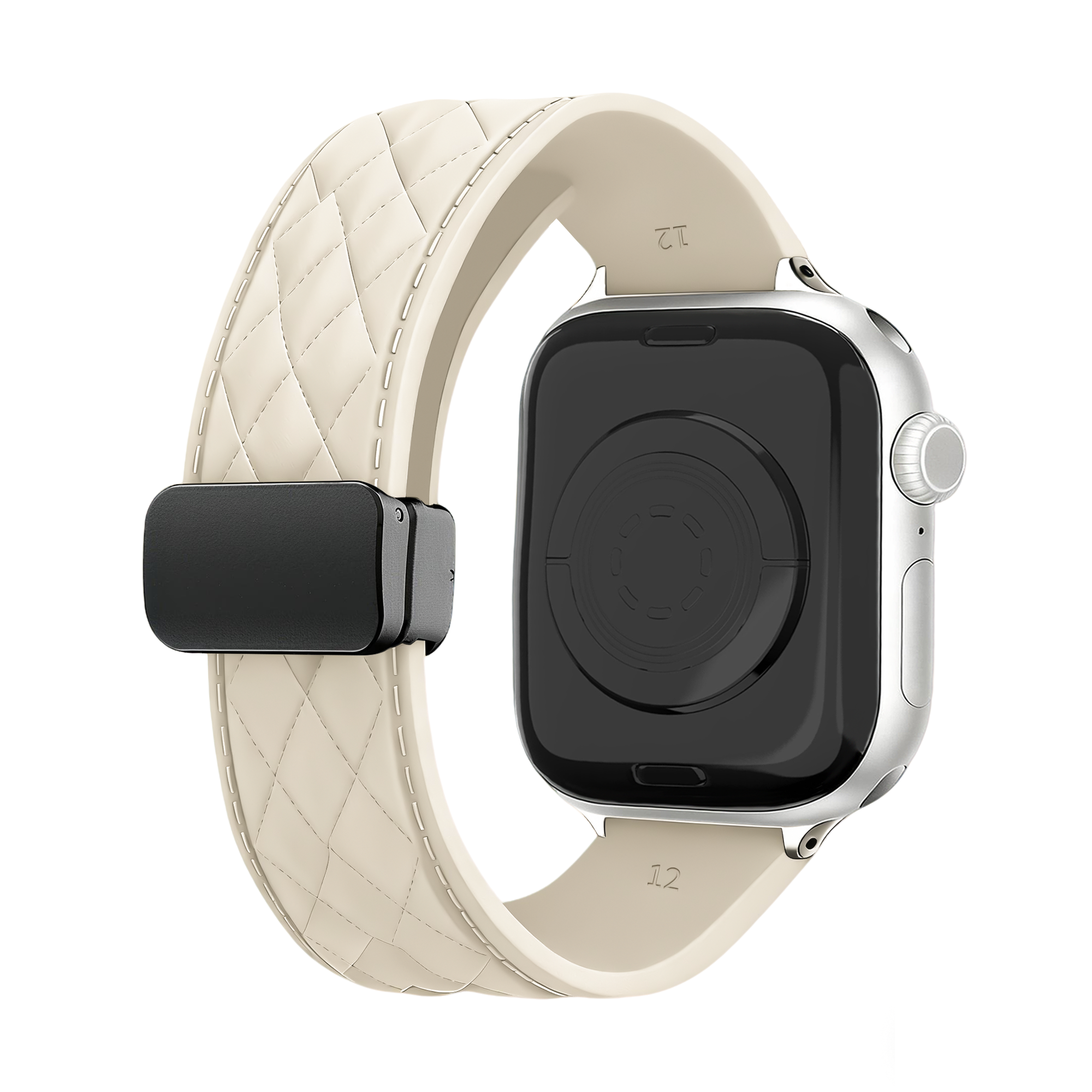 Bracelet silicone 'Diamond' avec boucle Apple Watch (beige)