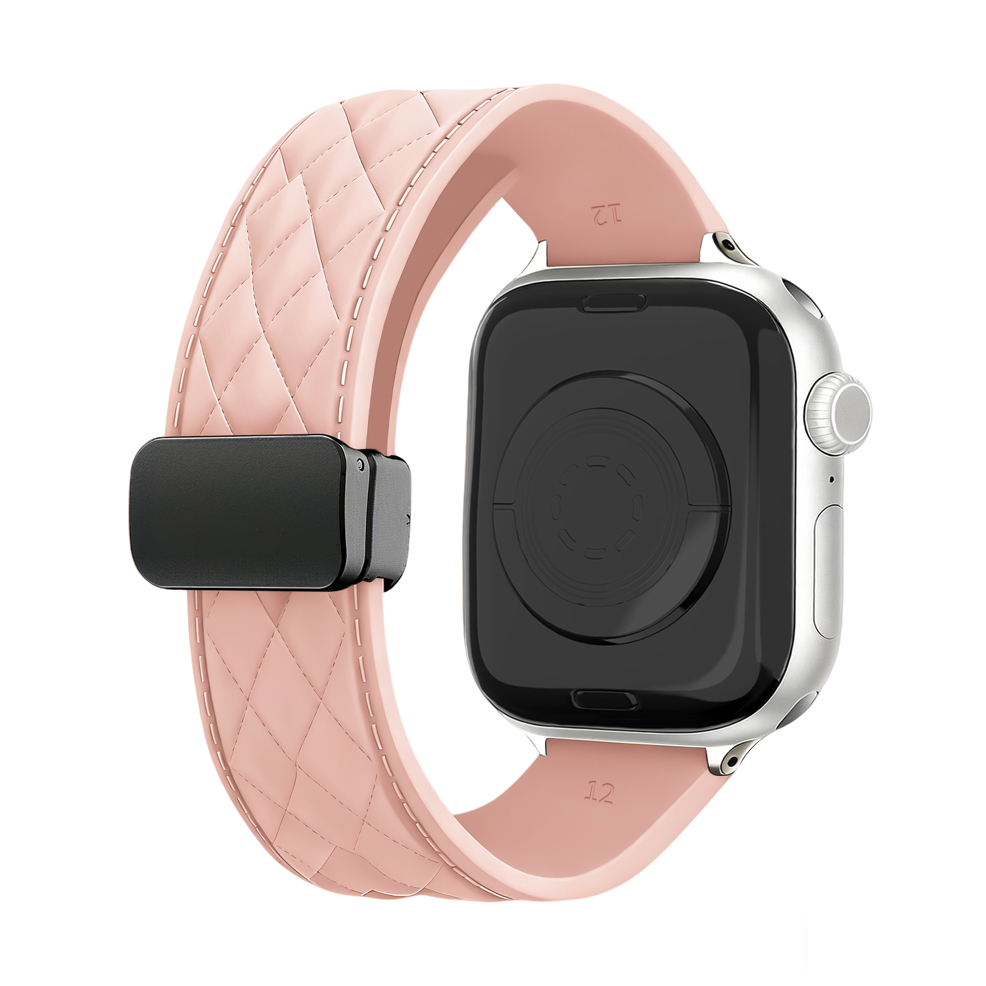 Bracelet silicone 'Diamond' avec boucle Apple Watch (rose)
