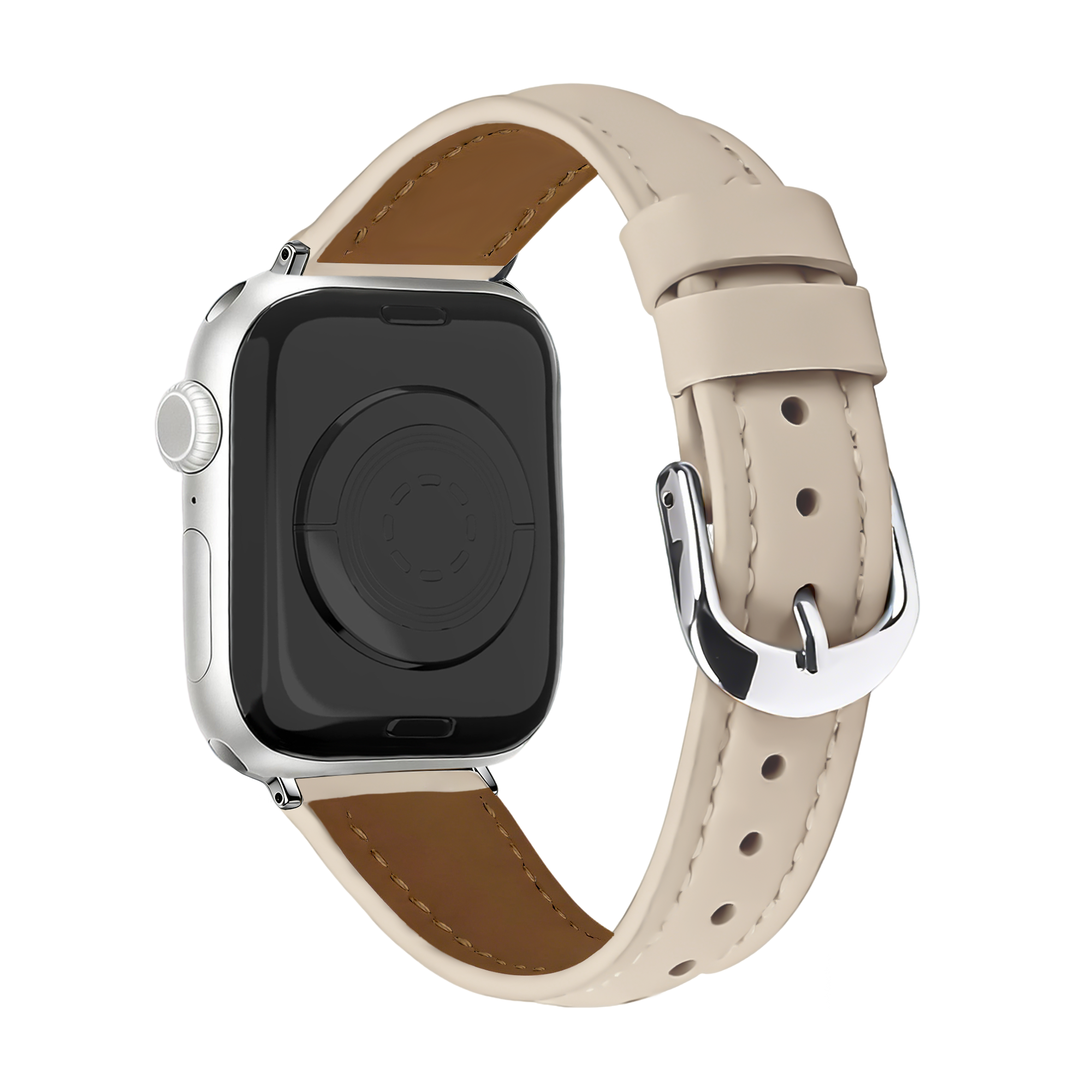 Bracelet cuir 'Slimfit' Apple Watch (beige clair)