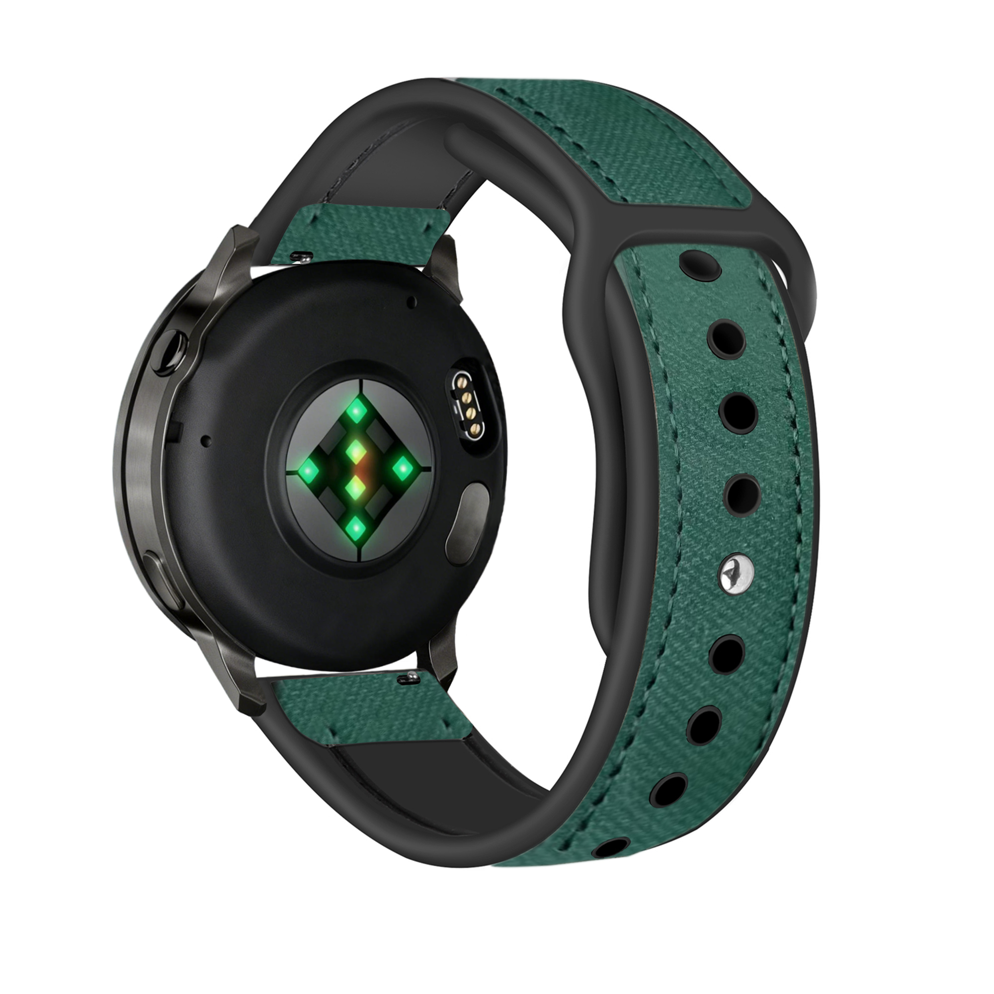 Bandz Garmin Bounce 2 Leather Strap 'Hybrid' (Green)