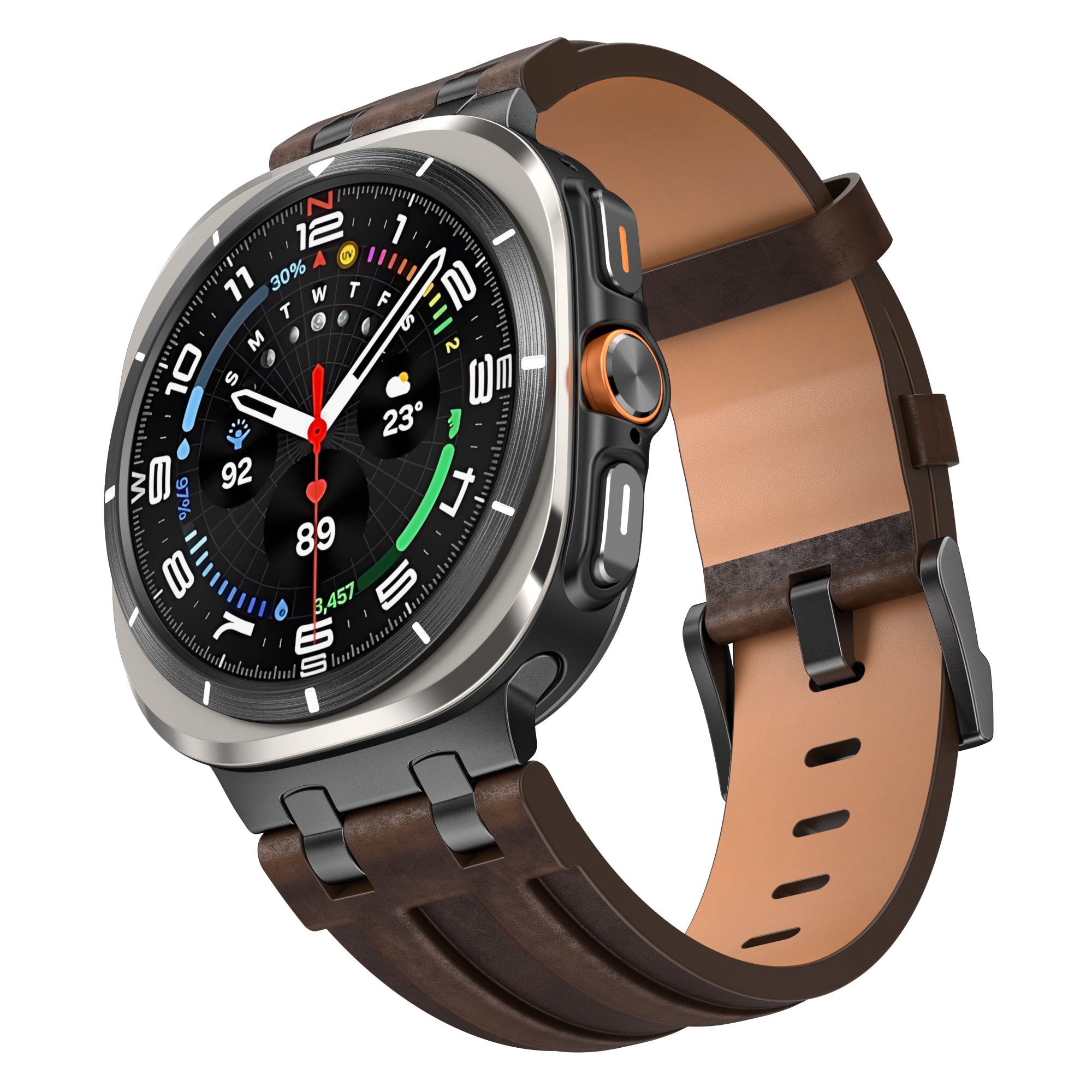 Bracelet cuir solide Samsung Galaxy Watch Ultra (marron café)