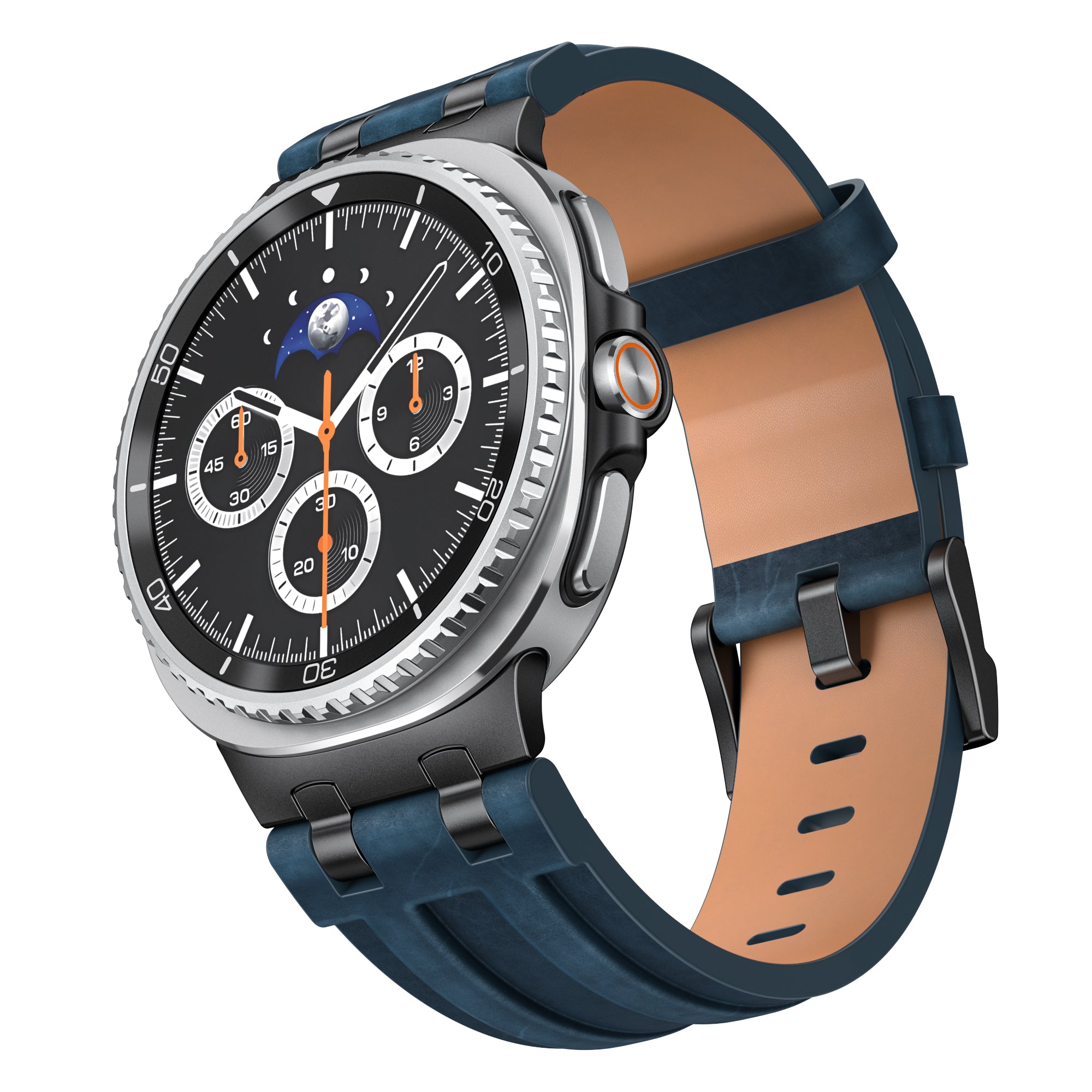 Bracelet cuir solide Samsung Galaxy Watch 8 Classic (bleu foncé)
