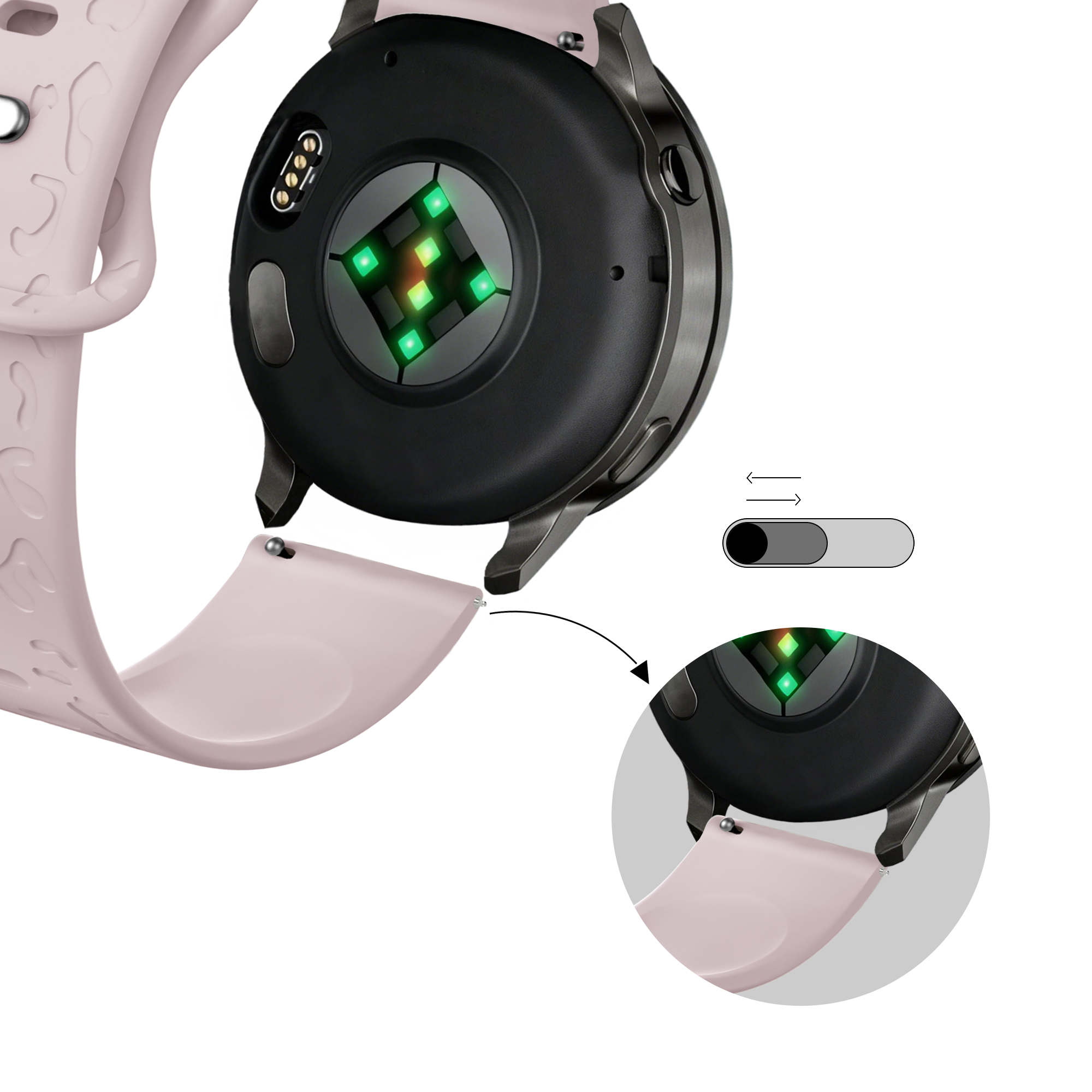 Bandz Bracelet silicone 'Léopard' Garmin Approach S42 (rose)