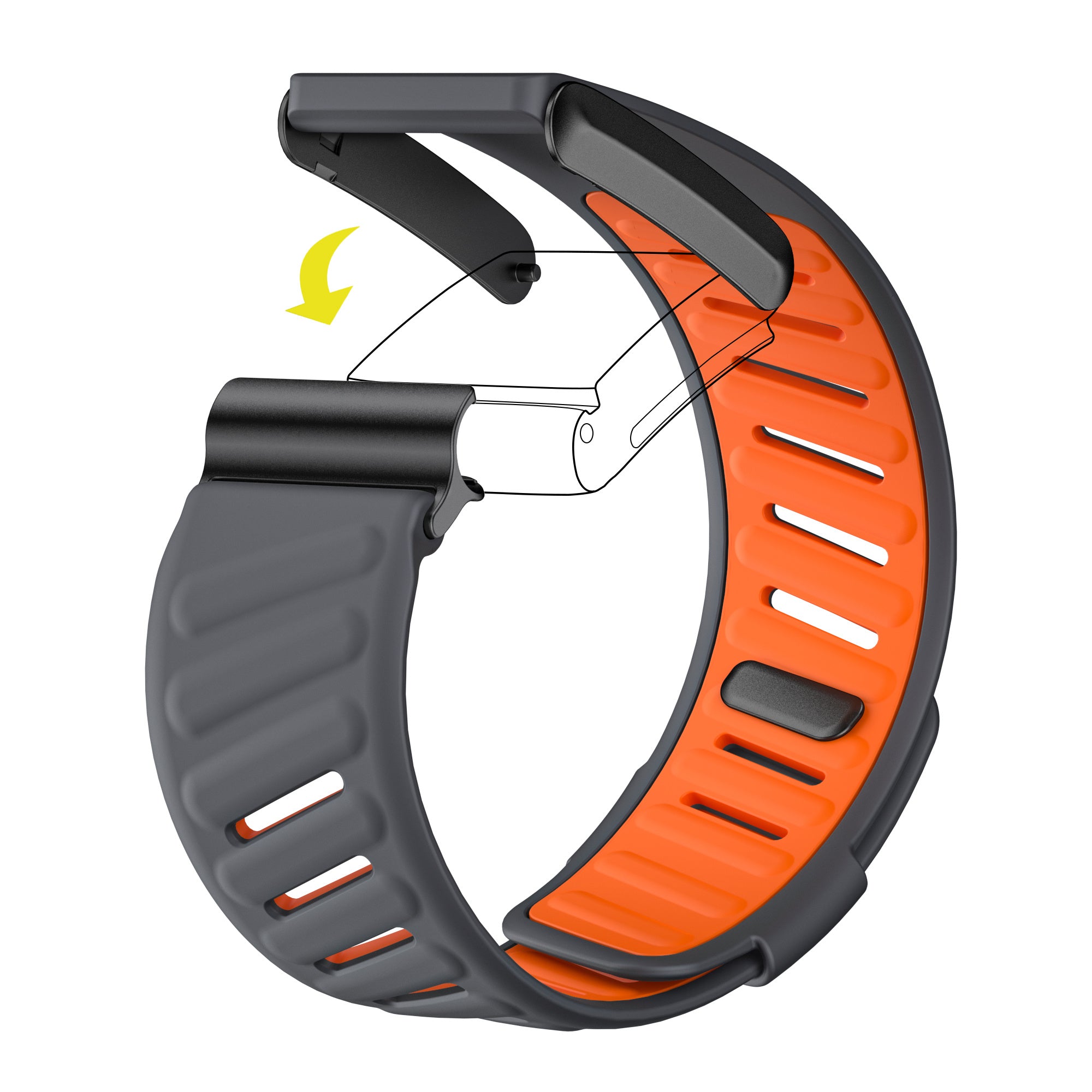 Bracelet sport compatible avec Whoop 4.0 (gris foncé/orange)