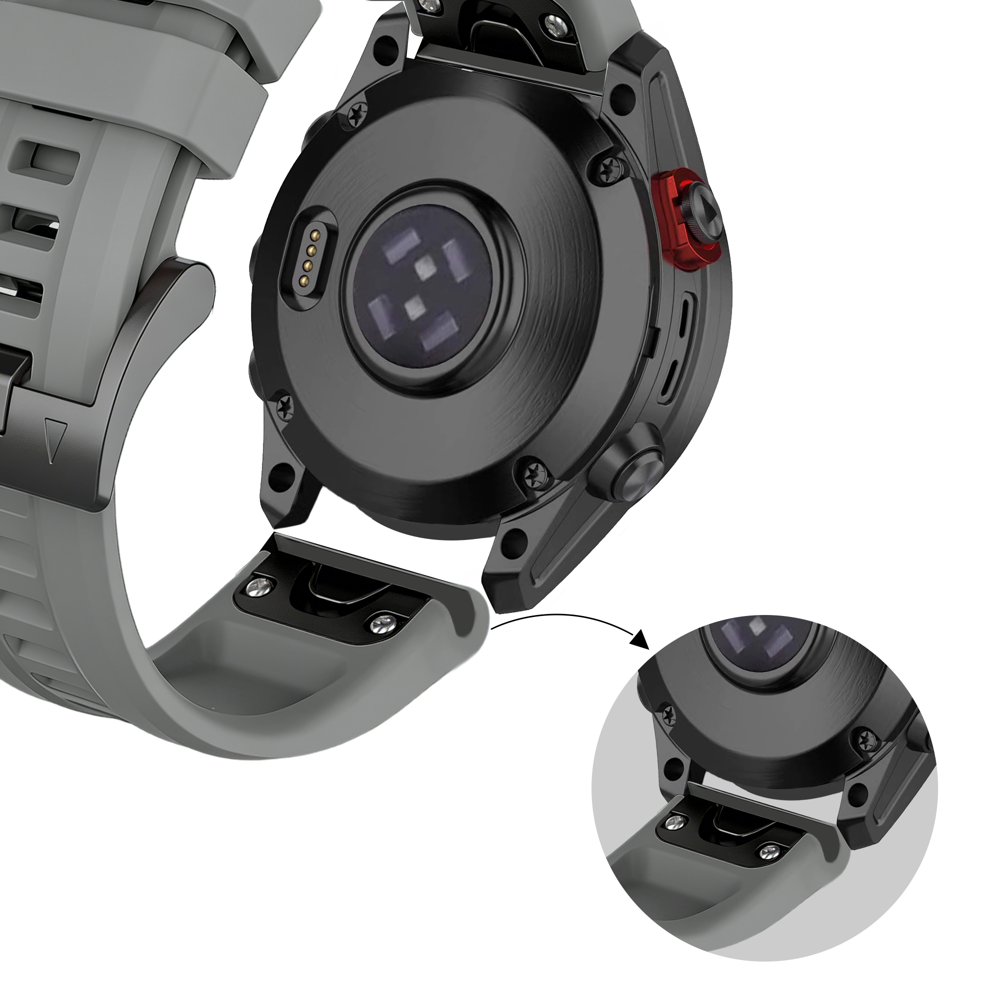 Bandz Bracelet silicone 'Classic' Garmin Descent G2 (gris)