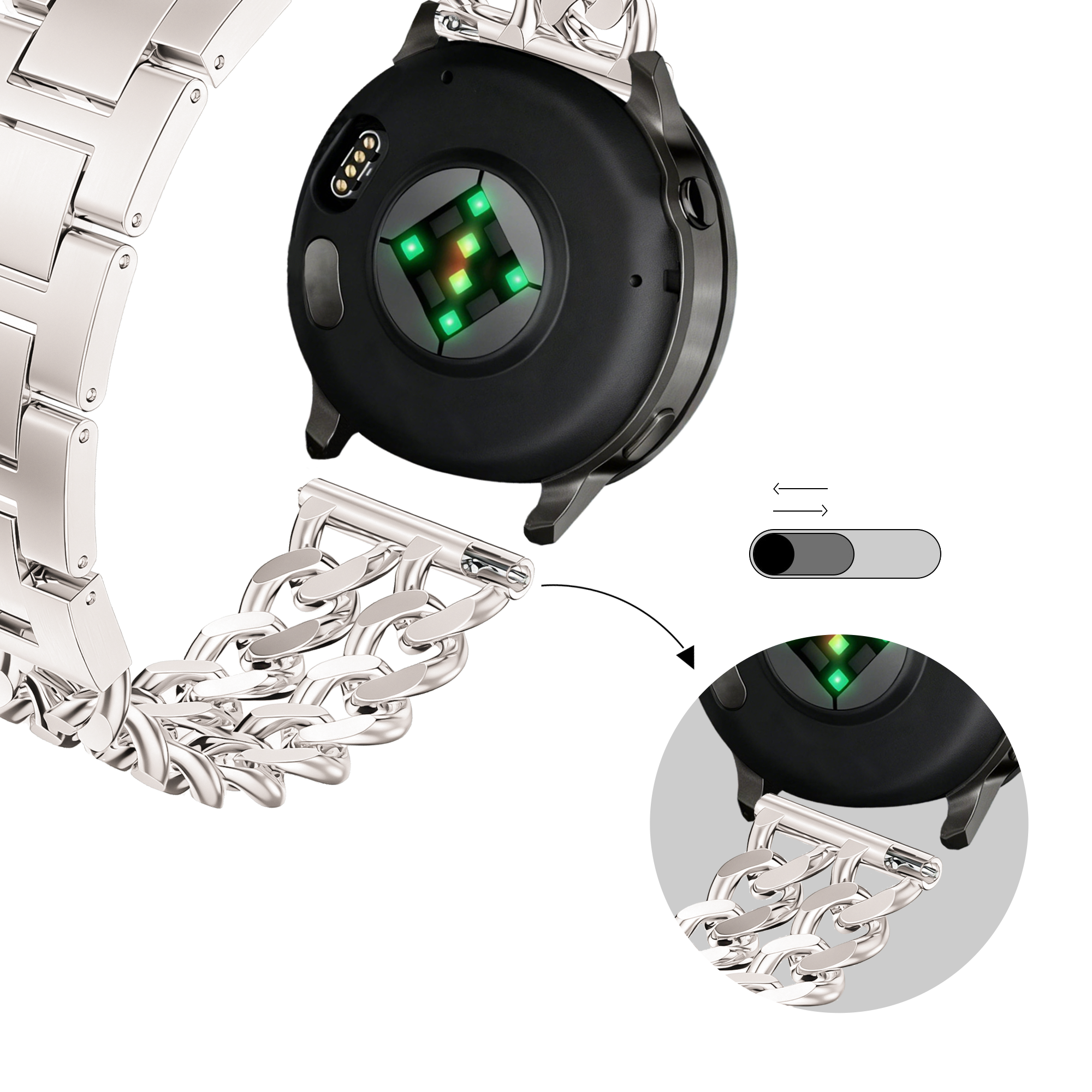 Bandz Bracelet acier 'Double Chains' Polar Ignite (lumière stellaire)