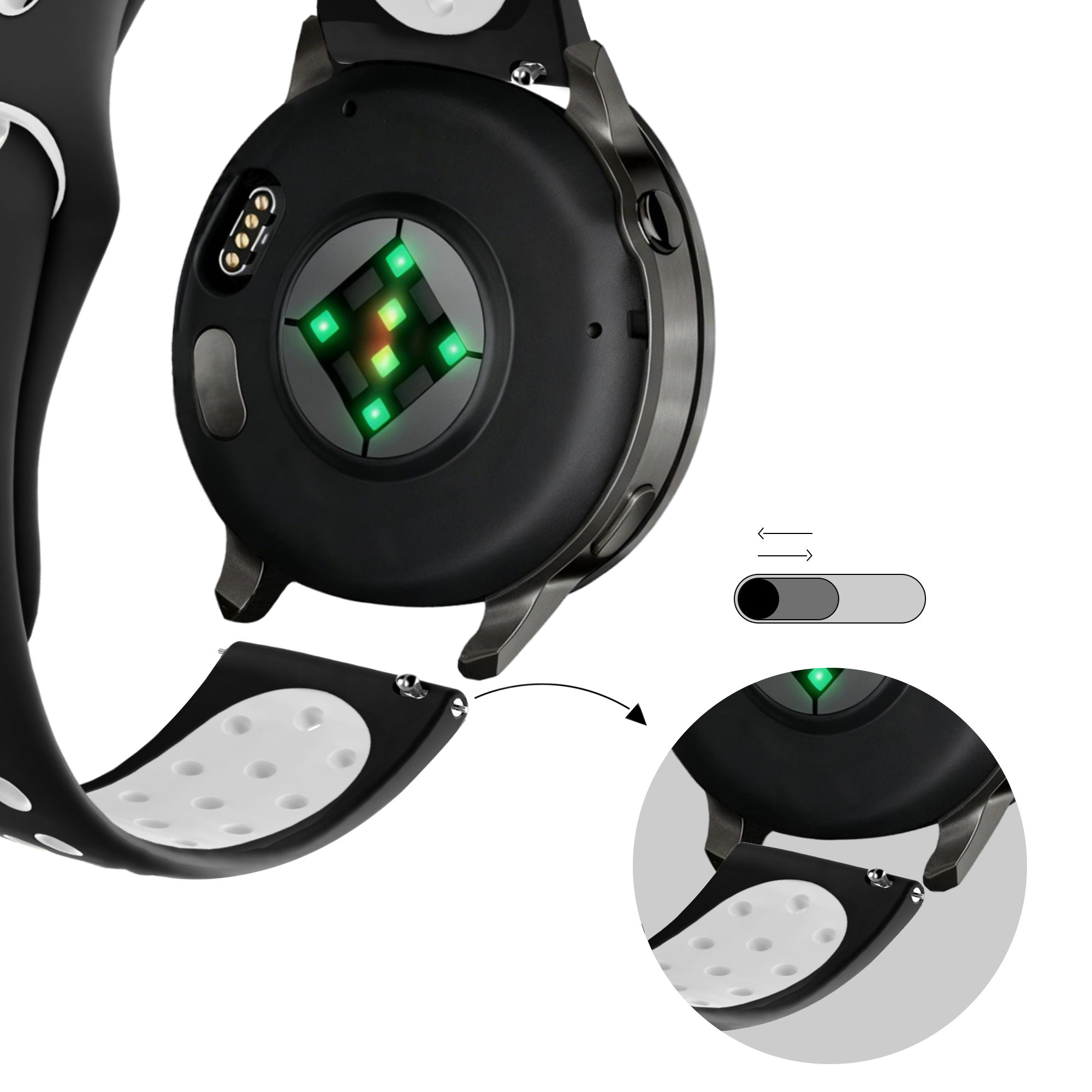 Bandz Garmin Bounce 2 Sport Strap 'Deluxe' (Black/White)