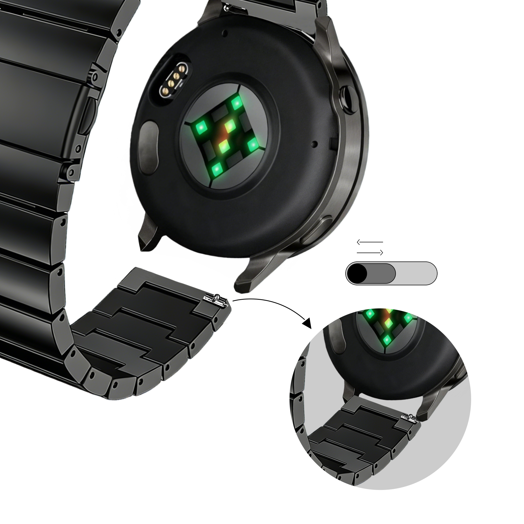 Bandz Bracelet acier 'One Bead' Garmin Venu 3 (noir)