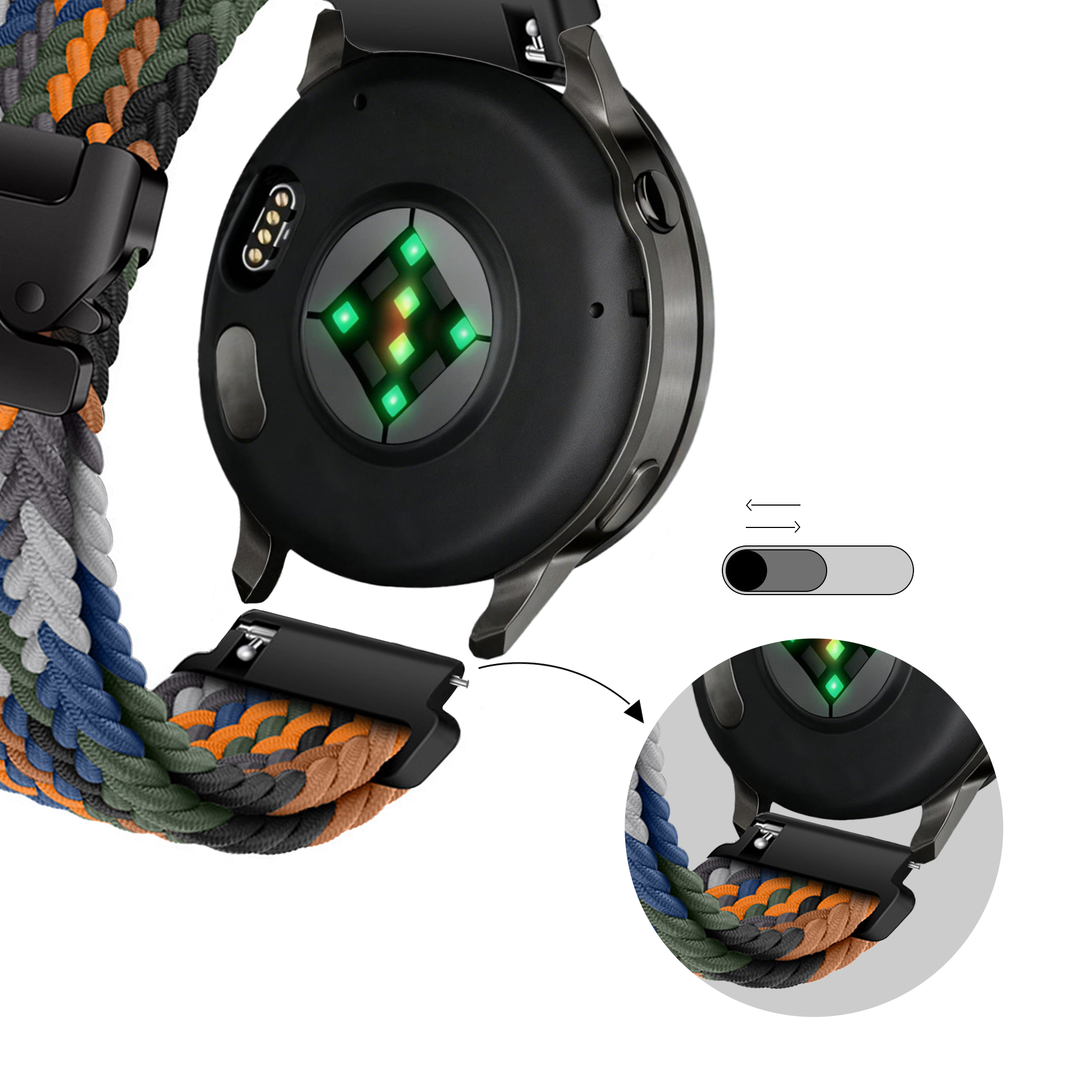 Bandz Bracelet tressé 'Parachute' Garmin Vivomove 3s (multicolore)