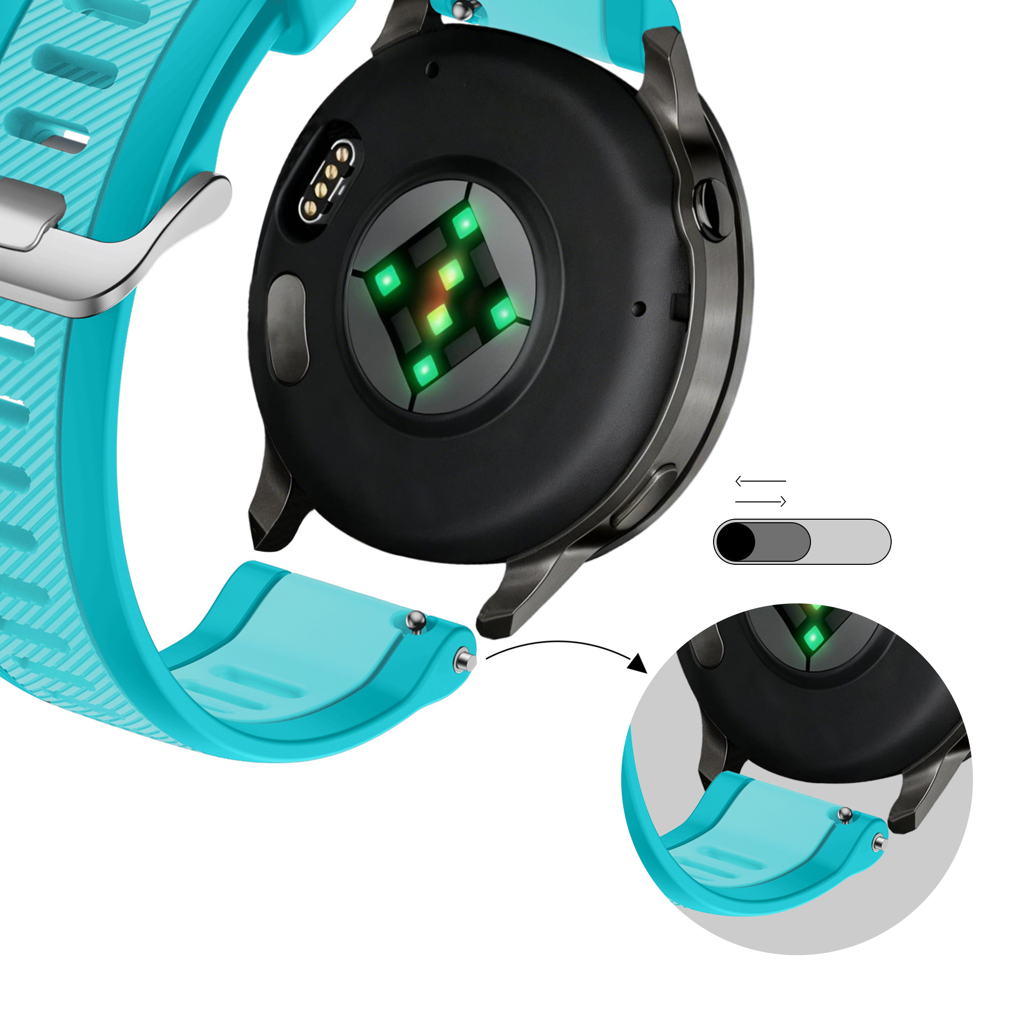 Bandz Garmin Vivoactive 3 Dual Buckled Sport Strap (Aqua)