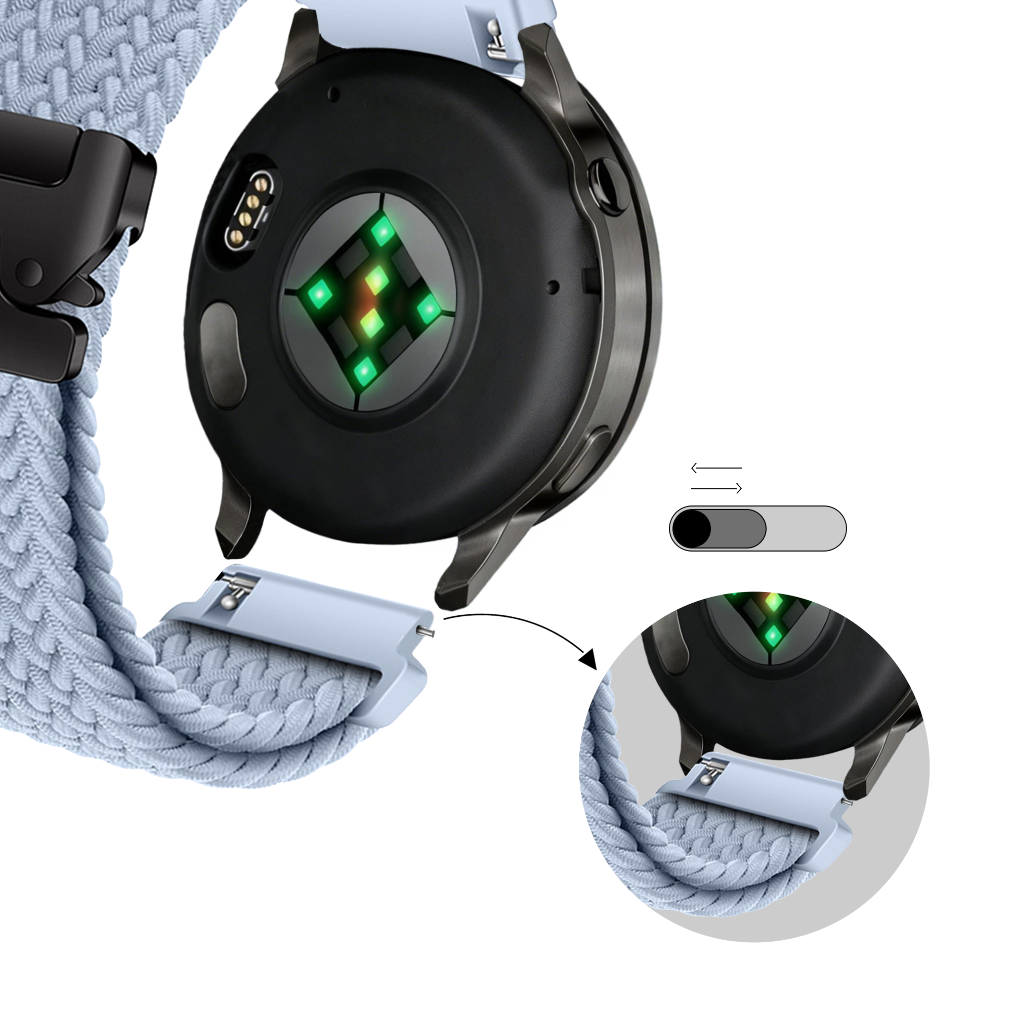 Bandz Bracelet tressé 'Parachute' Garmin Vivomove 3s (bleu clair)