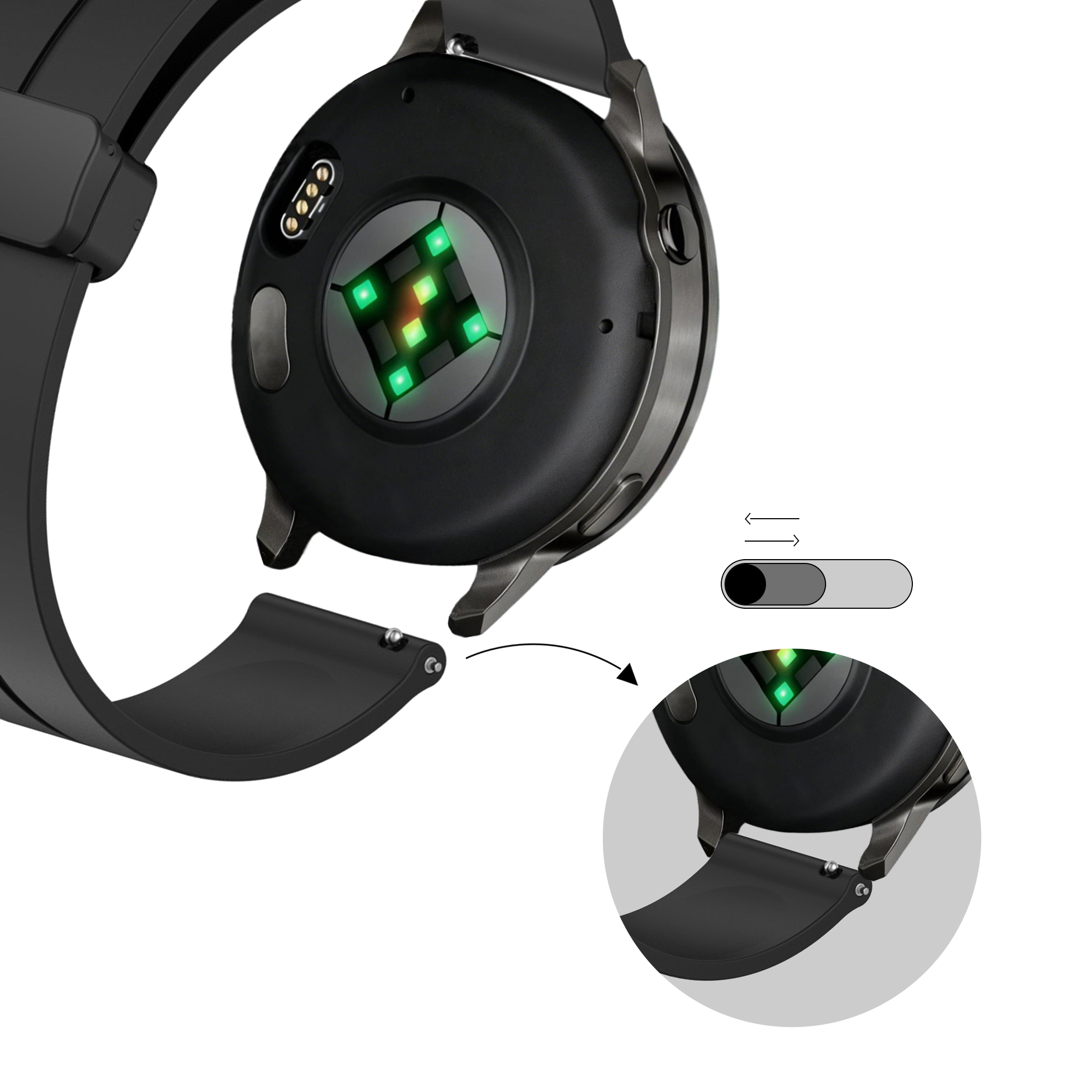 Bandz Garmin Approach S40 Silicone Strap with D-Buckle (Black)