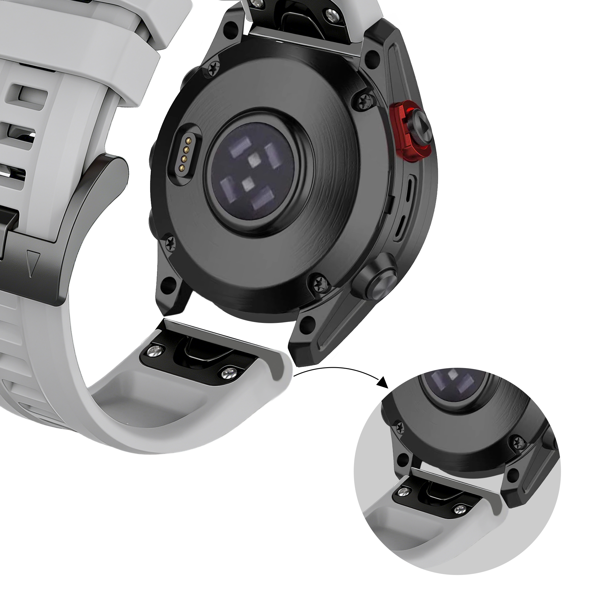 Bandz Bracelet silicone 'Classic' Garmin Tactix 8 - 51mm (gris)