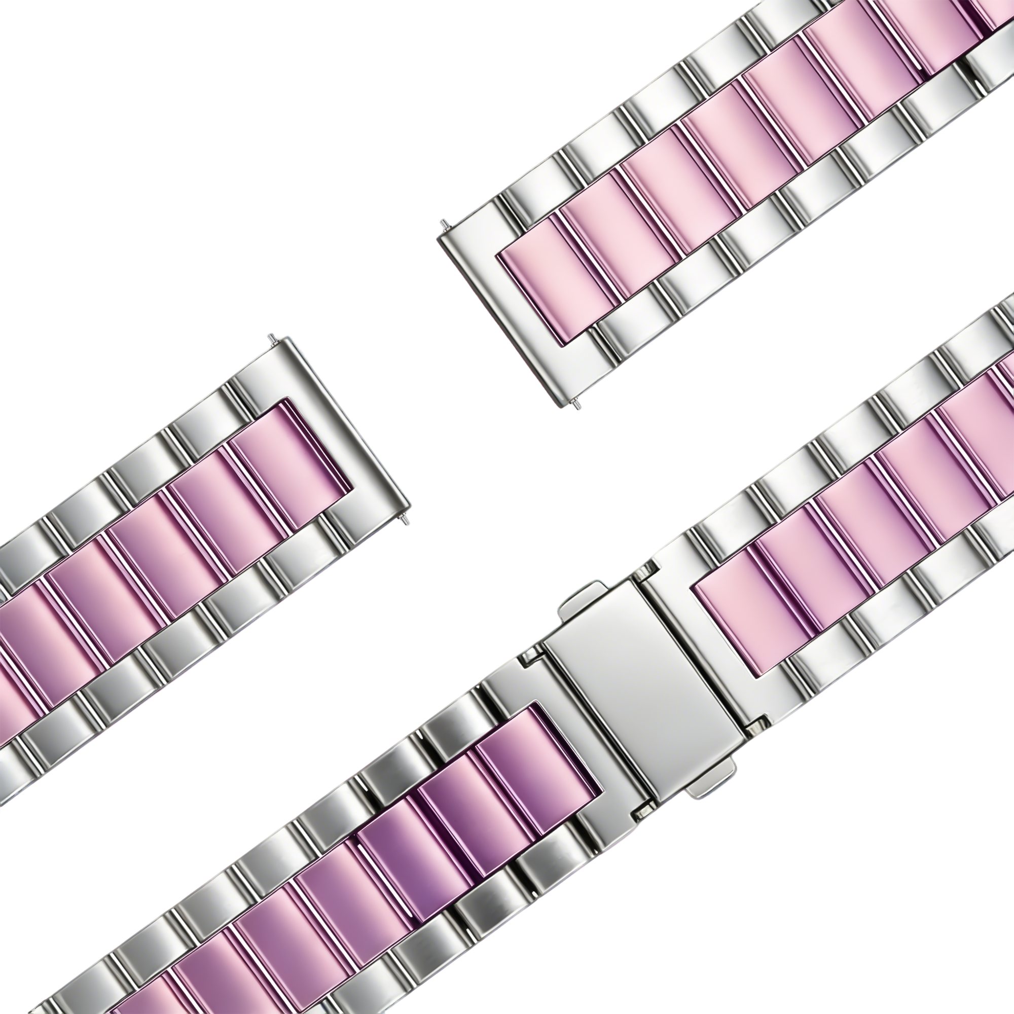 Bandz Garmin Venu SQ Steel Strap 'Classic' (Silver/Pink)